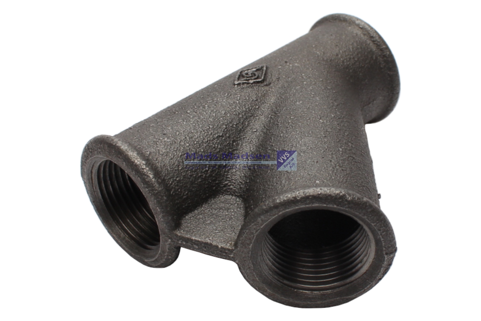 1/2" sort tee m/ 45gr.skrå gren