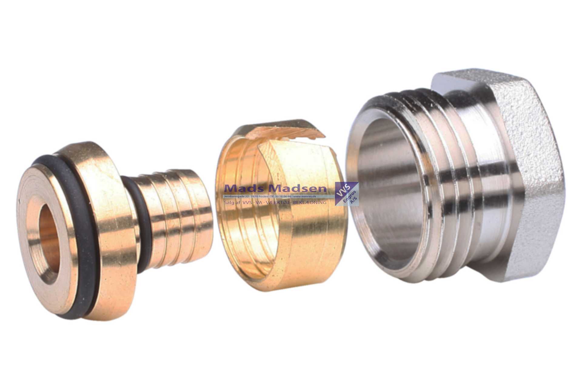 1/2" x 15mm gev.nip. m/ring PEX