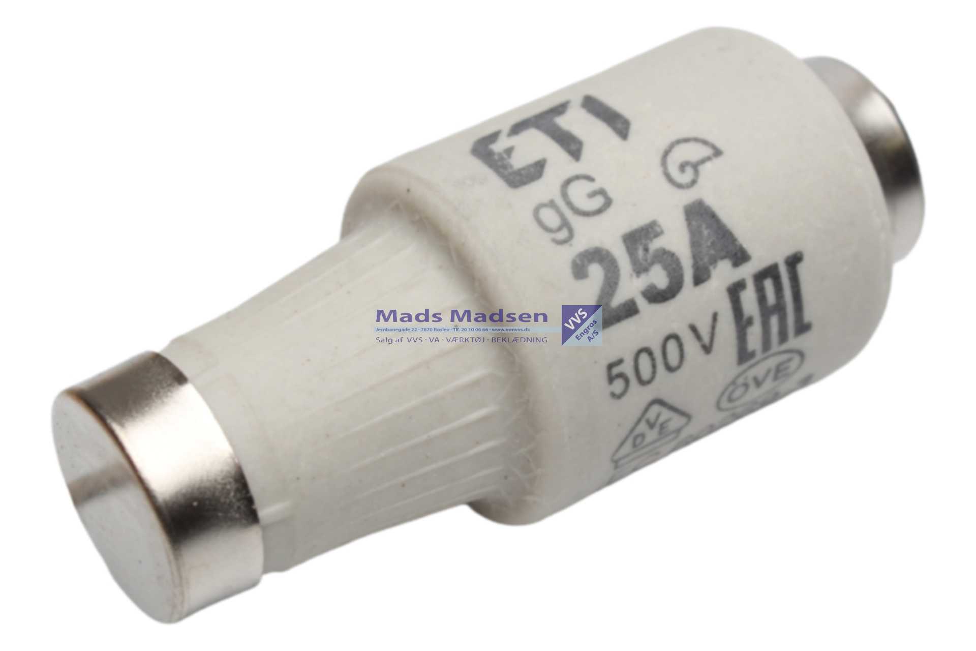 25 Amp. Sikring Diazed 500 v.DZ2