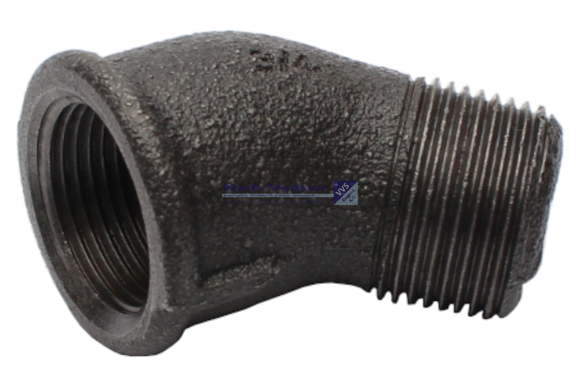 2" sort vinkel 45gr m/n