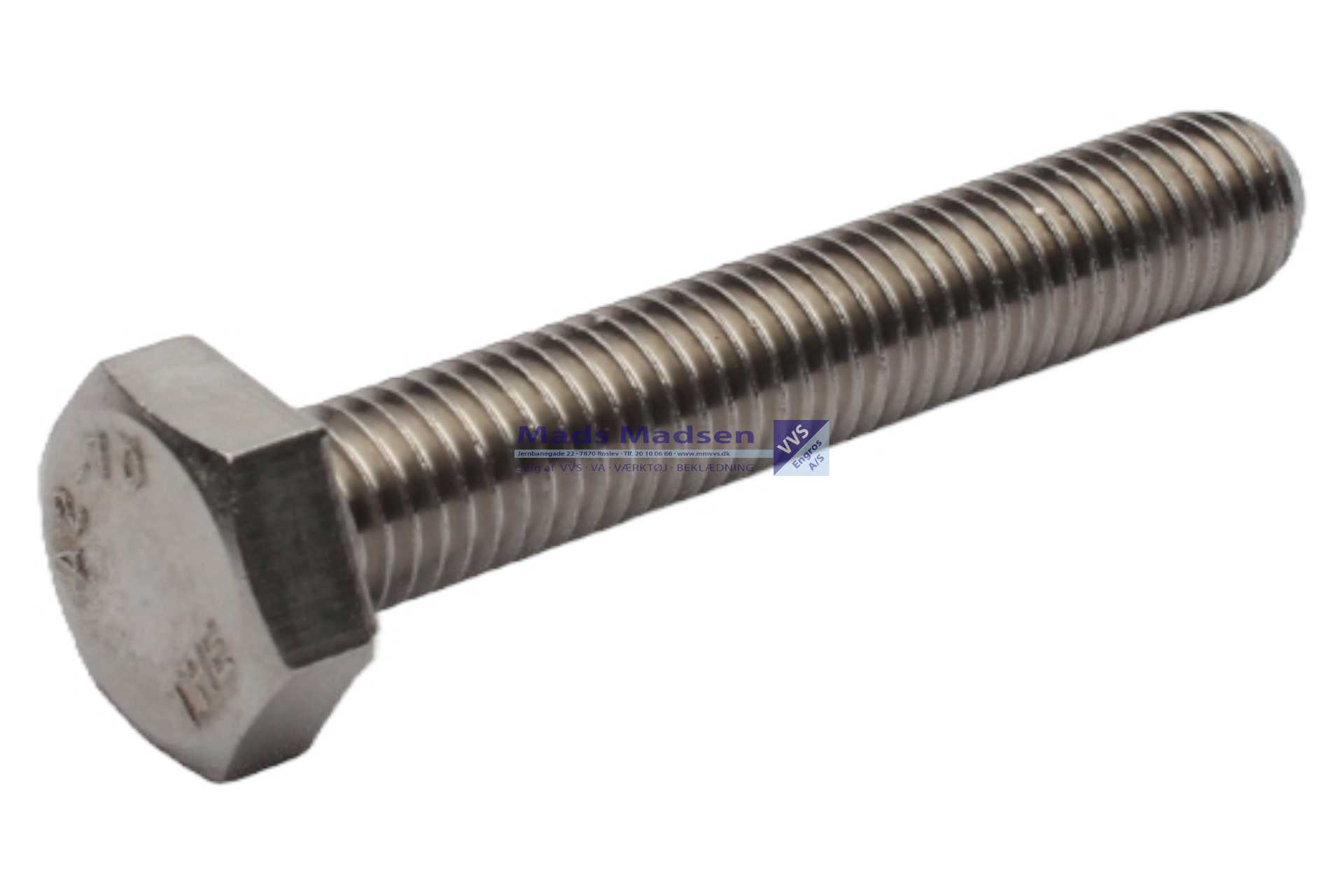 M5 x 30 Sætskrue DIN 933 A2 200 stk/pk