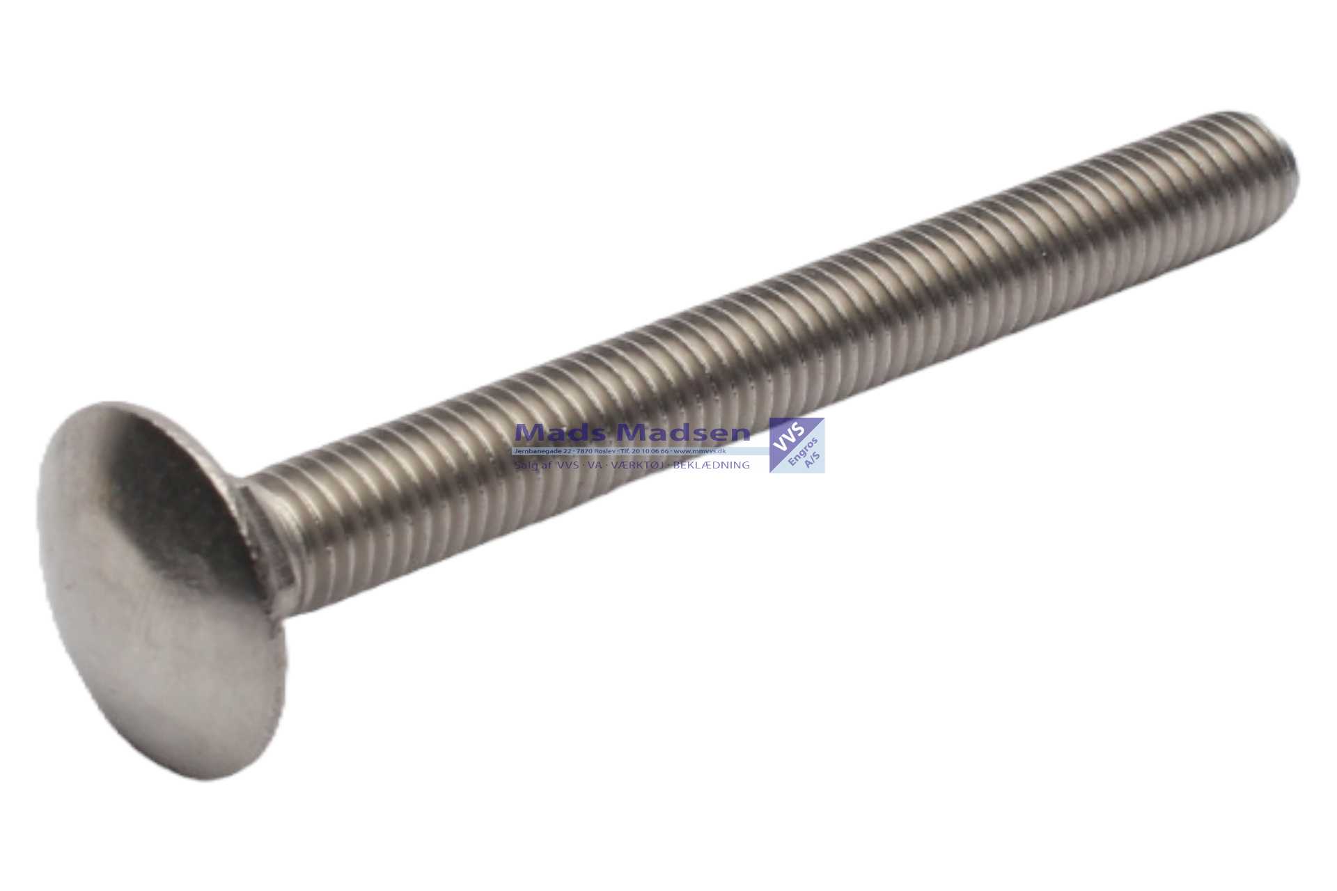 M6 x 60 Bræddebolt DIN 603 A2 100 stk/pk