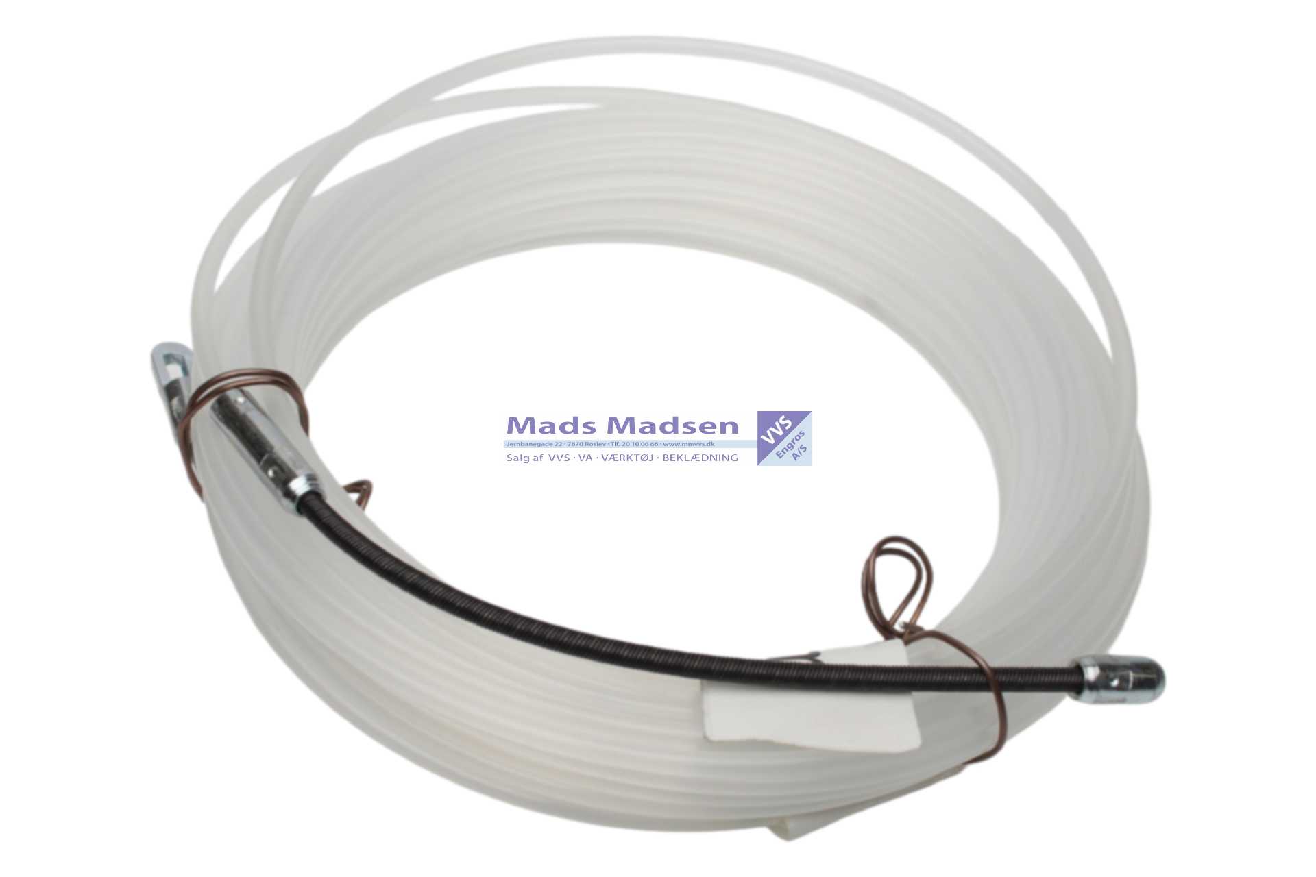 Nylon søgefjeder 10 mtr med 2 trækøjer 130mm stålfjeder