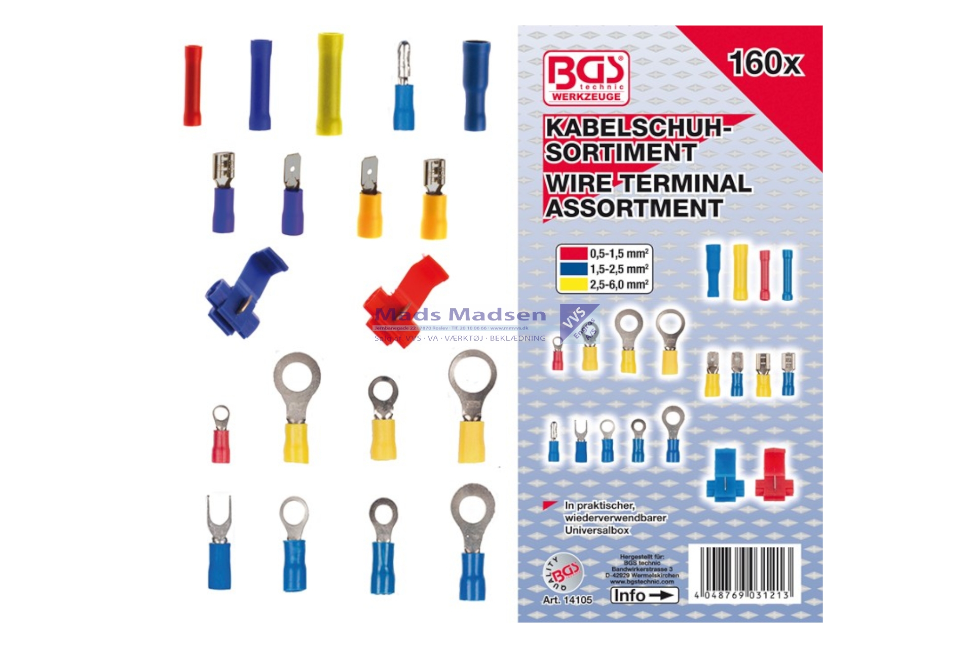 BGS Kabelskosortiment isoleret 160 dele *NETTOPRIS*