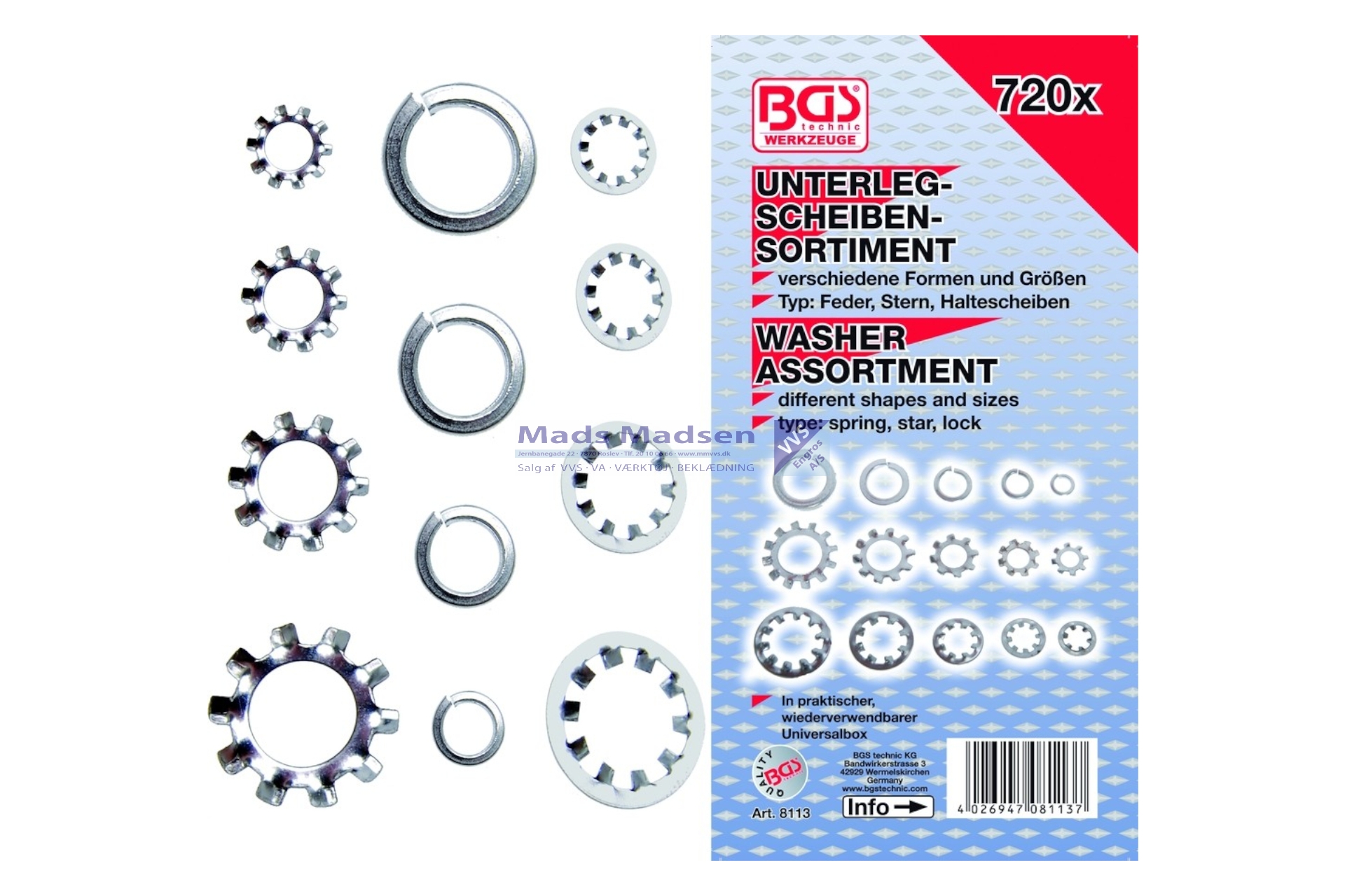 BGS Underlagsskivesortiment FZB 720 dele *NETTOPRIS*