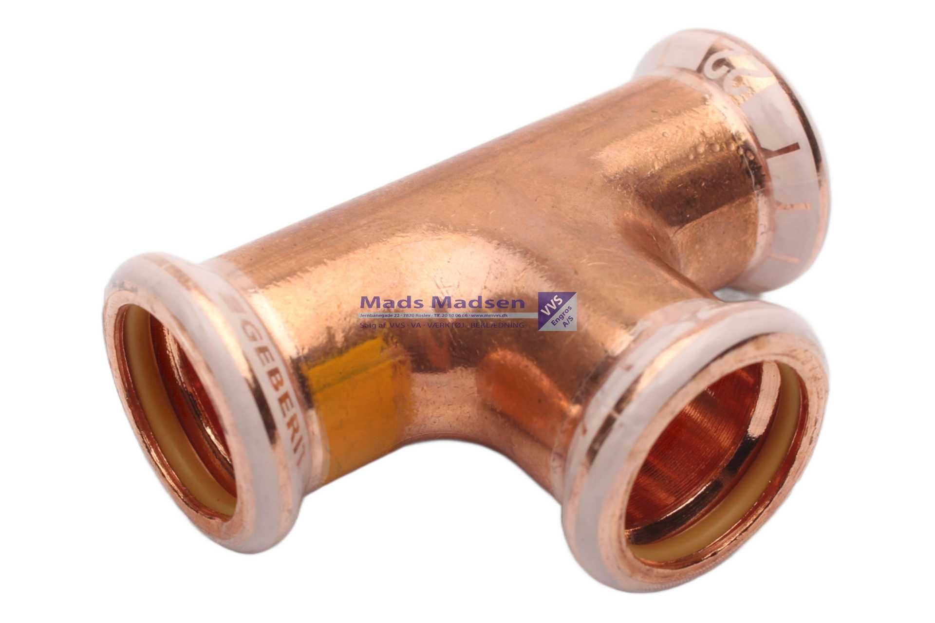 22mm kobber pres tee pm/pm/pm M-bakke til gas