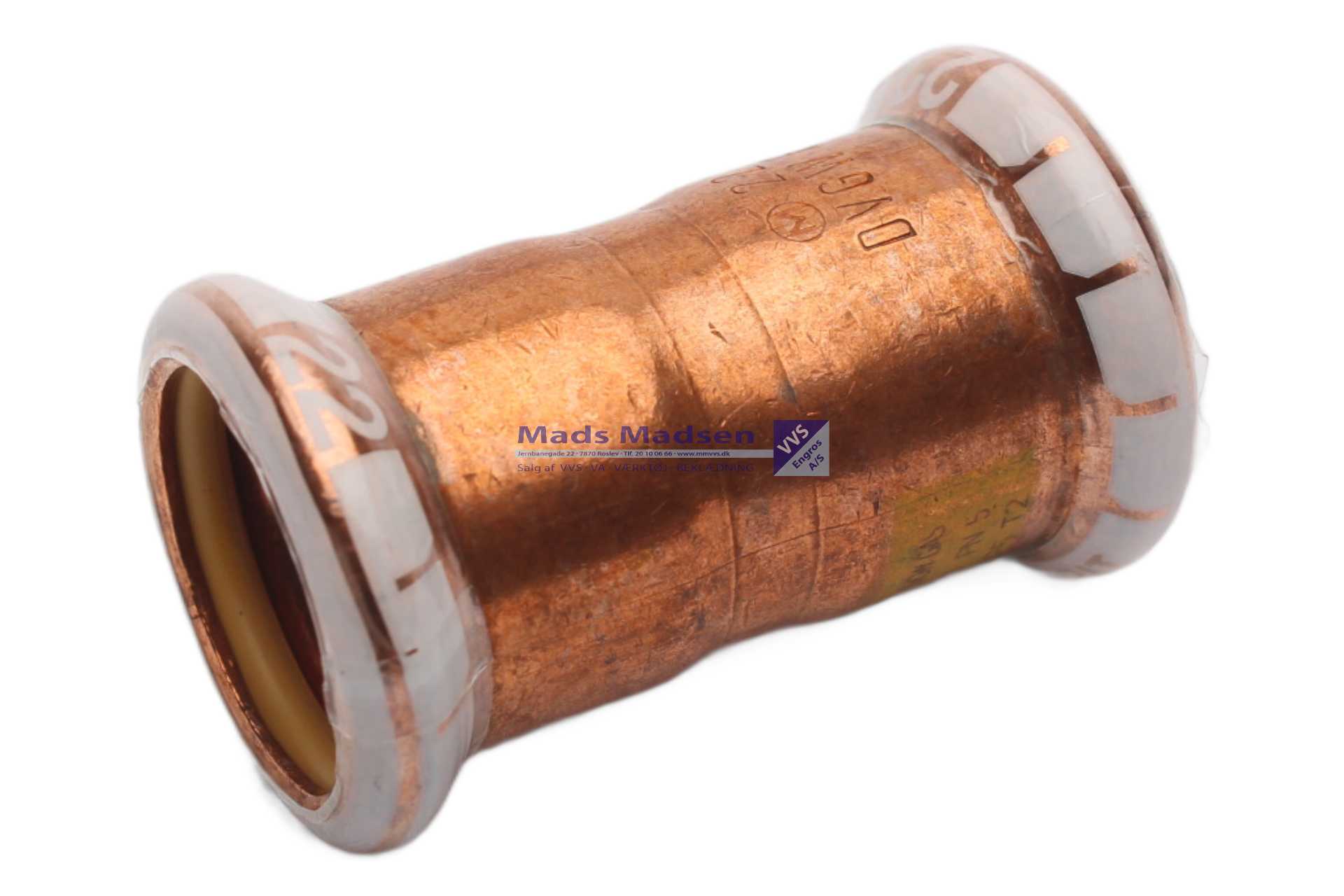 18mm kobber pres dobb.muffe pm/pm M-bakke til gas