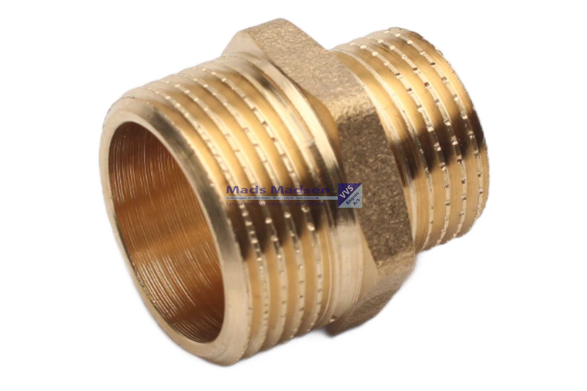 3/4" x 1/2" messing brystnippel