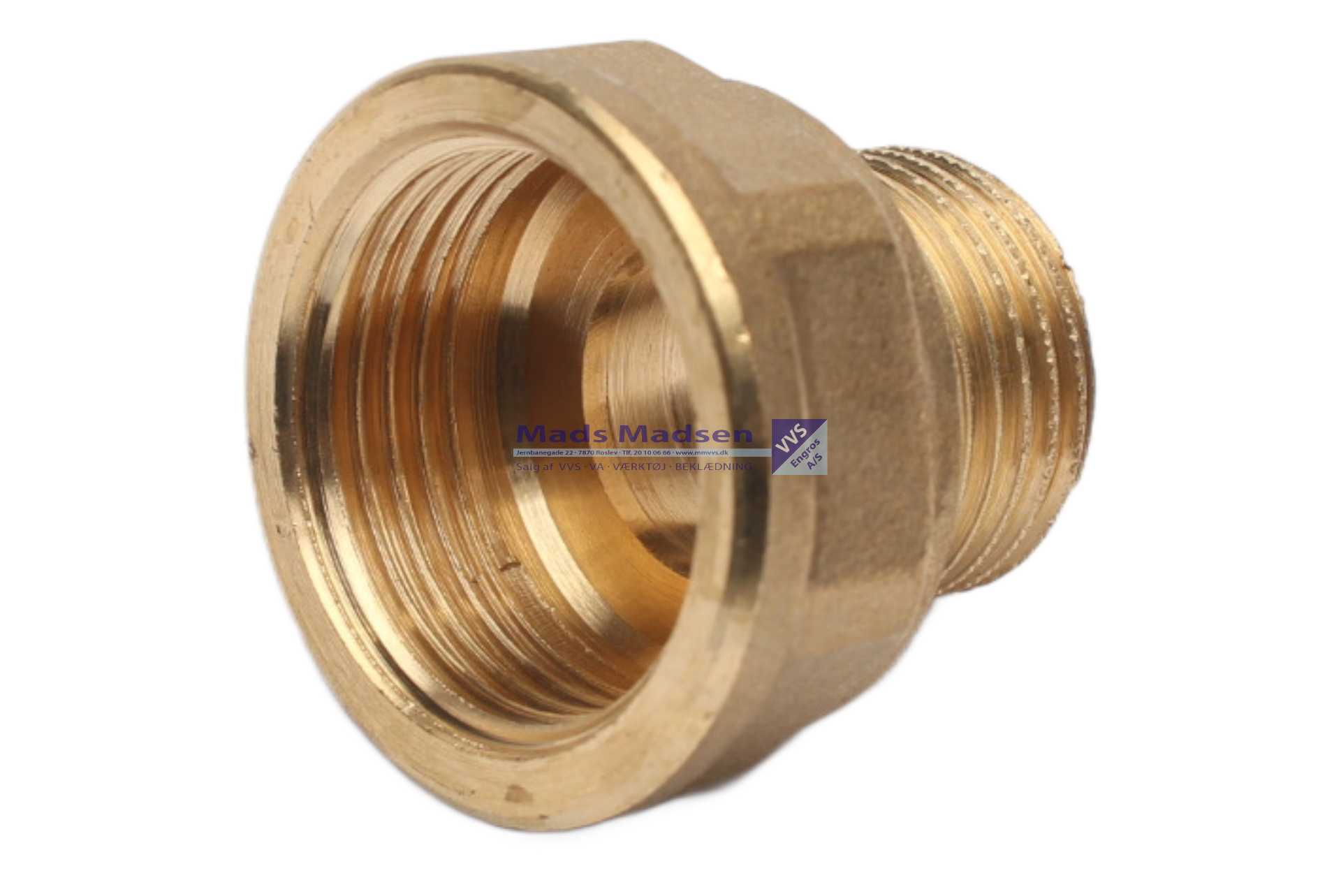 1/2" x 3/8" messing spidsmuffe