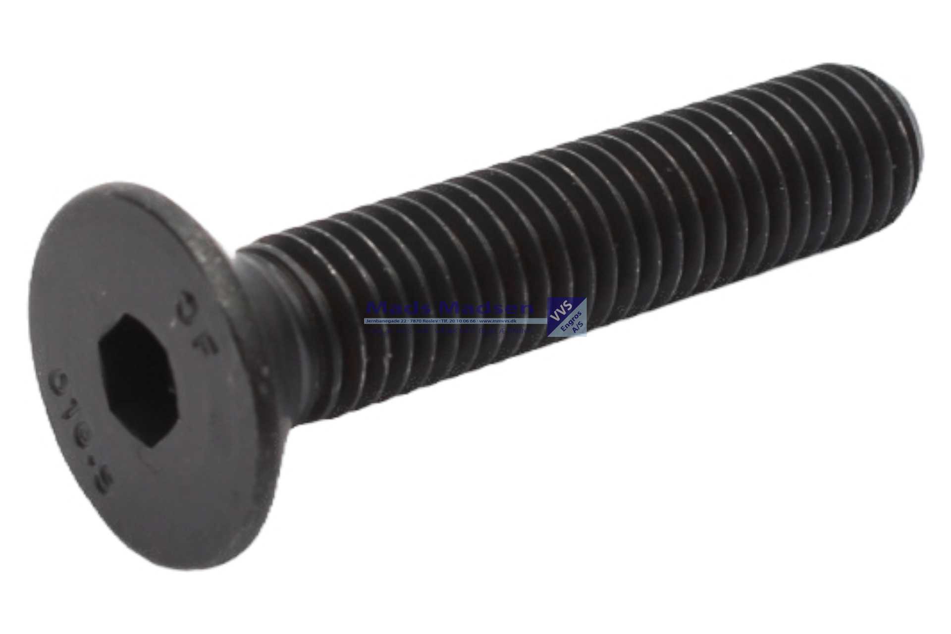 M6 x 20 Insex Skrue UH DIN 7991 10.9 Sort 500 stk/pk