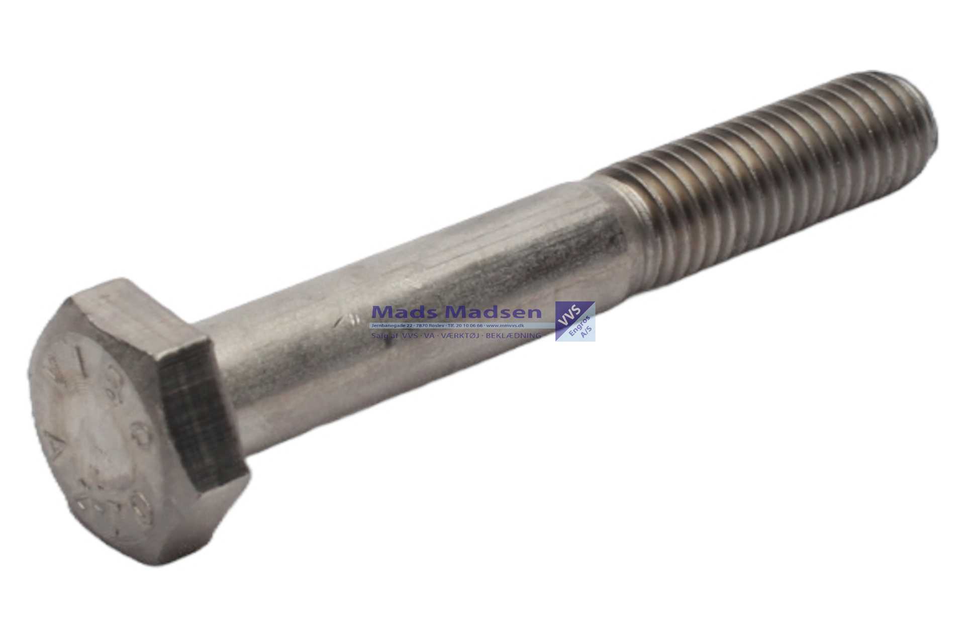 M10 x 90 Stålbolt DIN 931 A2 50 stk/pk