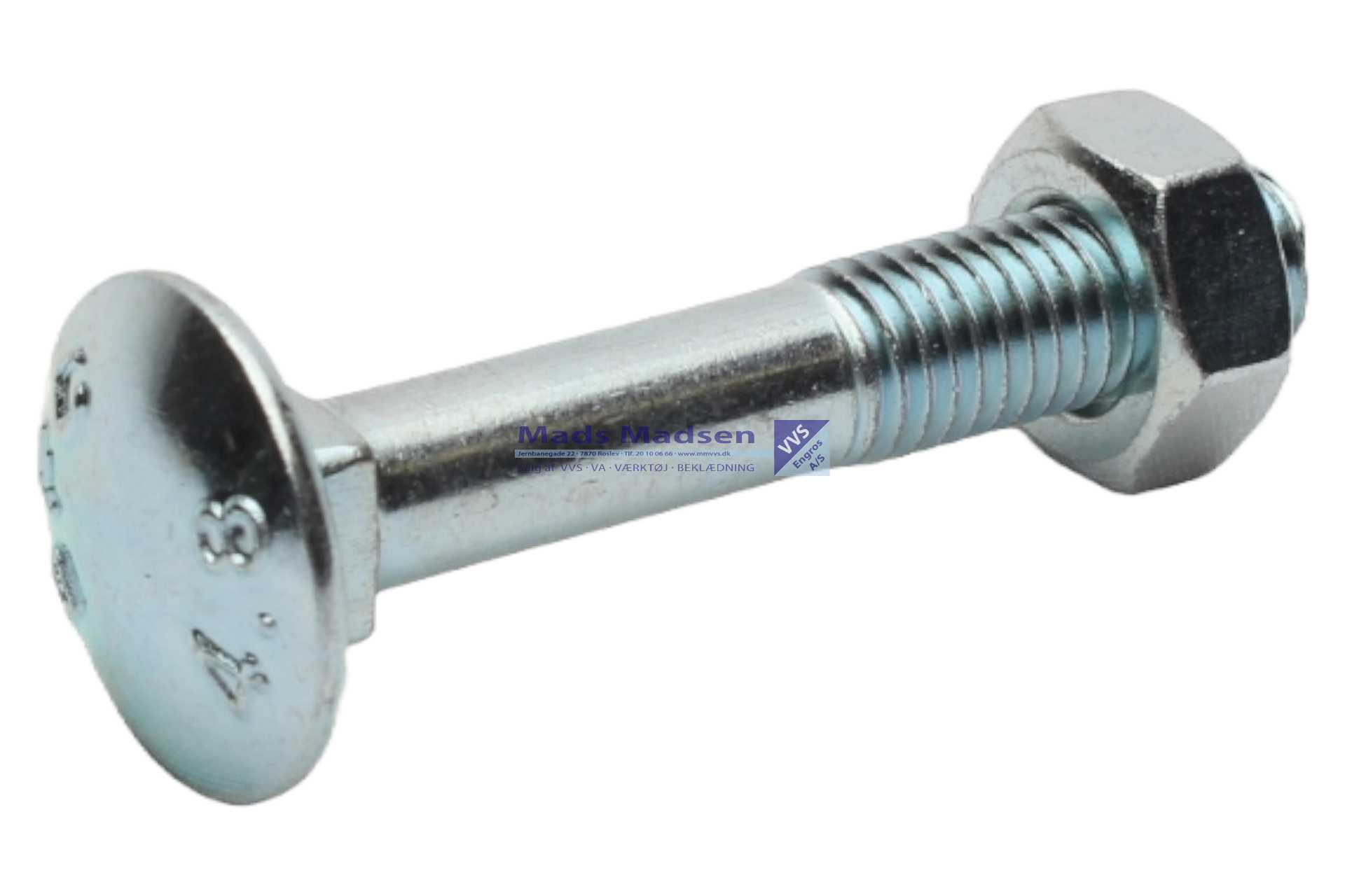 M6 x 20 Bræddebolt m/ møt. DIN 603/555 4.6 FZB 200 stk/pk