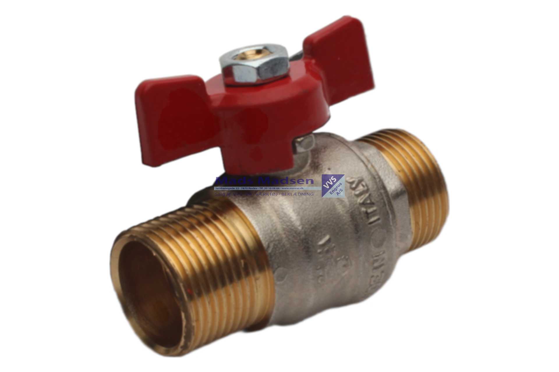 1/2" kuglehane N-N T-greb RØD