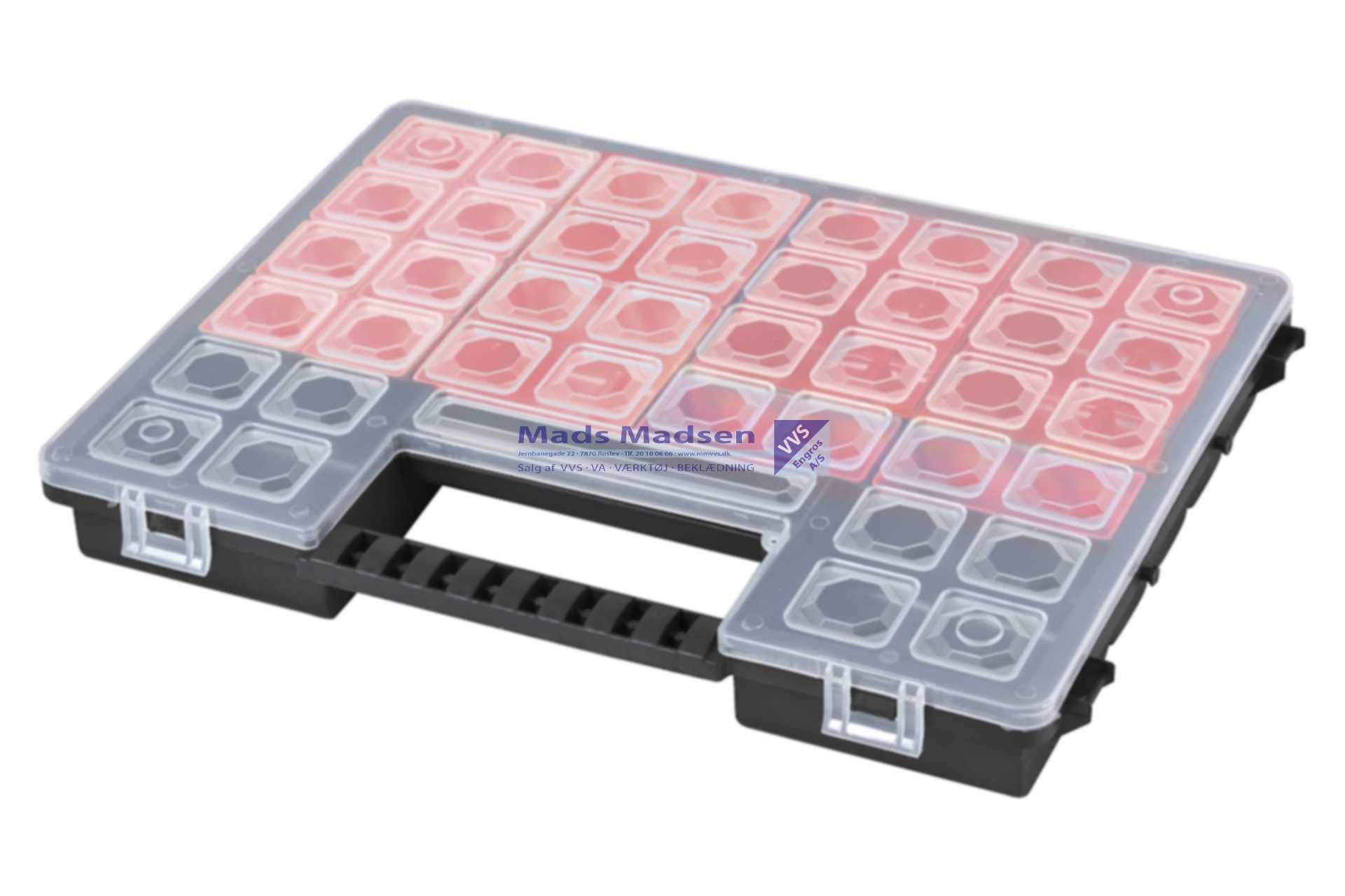 Sortimentsboks med 14 udtagelige bokse 385 x 283 x 50mm *NETTOPRIS*