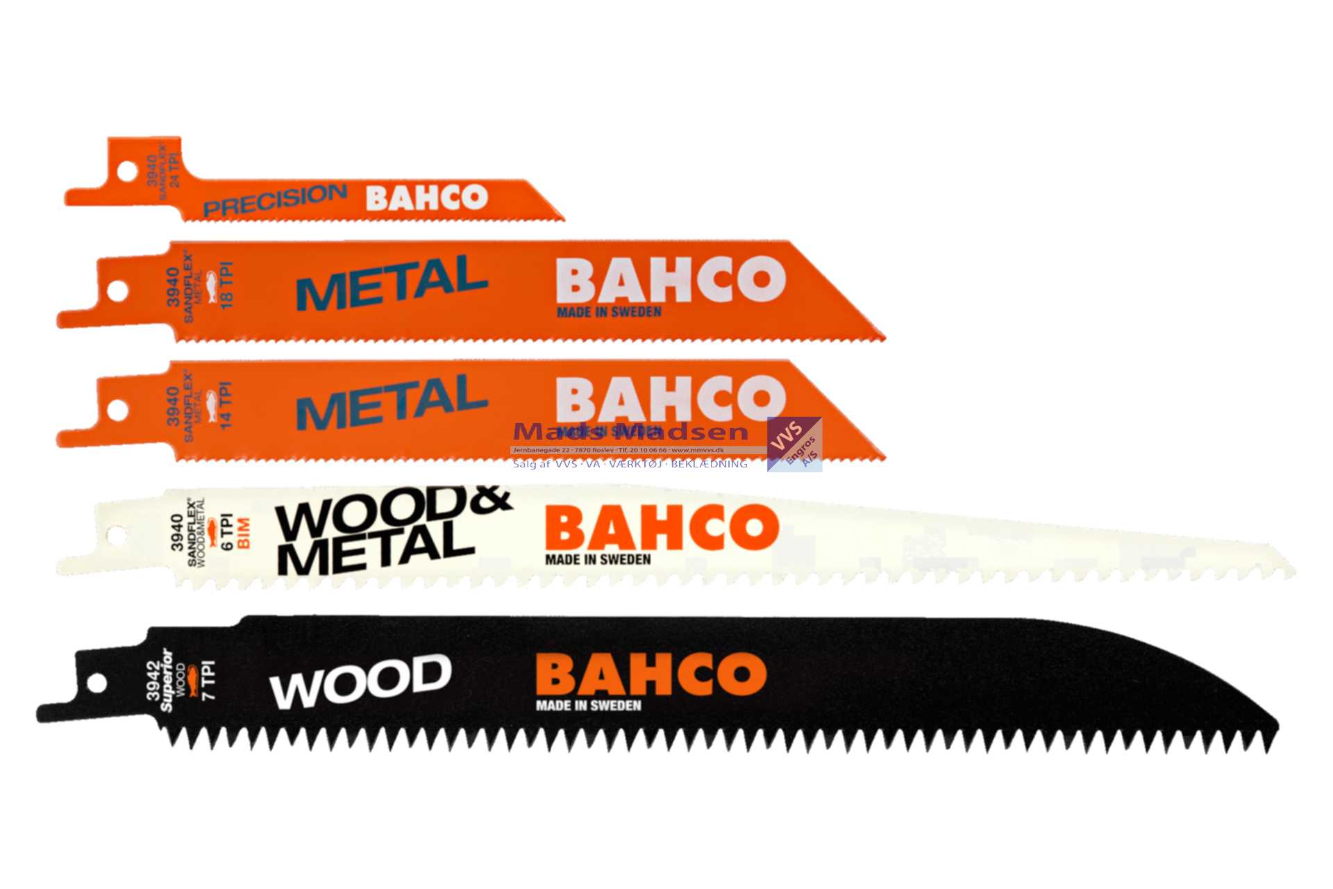 Bahco Bajonetsavklingesæt 3940-MIX-SET-5P TRÆ/METAL 5 stk/pk *NETTOPRIS*