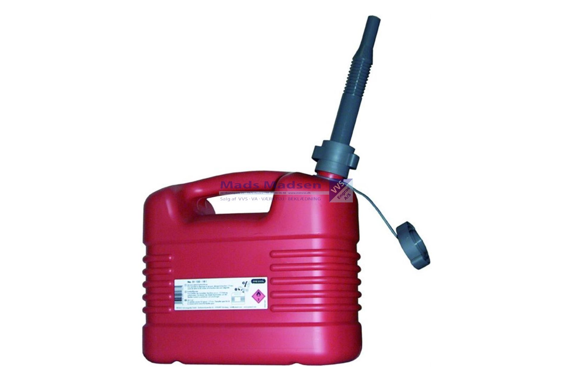 Benzindunk 10 ltr. incl. hældetud rød HDPE.