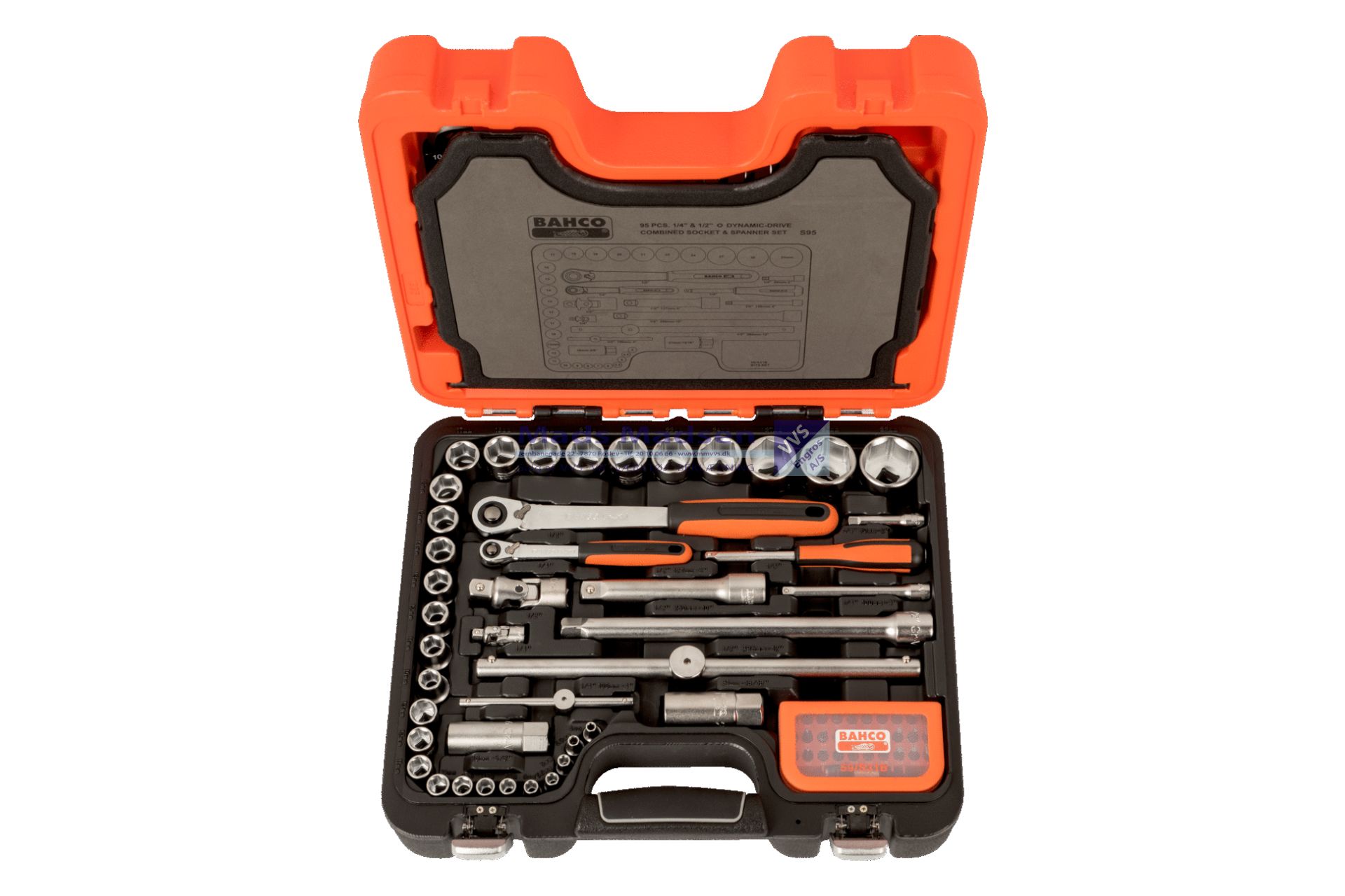 Topnøglesæt Bahco 1/4" + 1/2" S95 95 dele *NETTOPRIS*