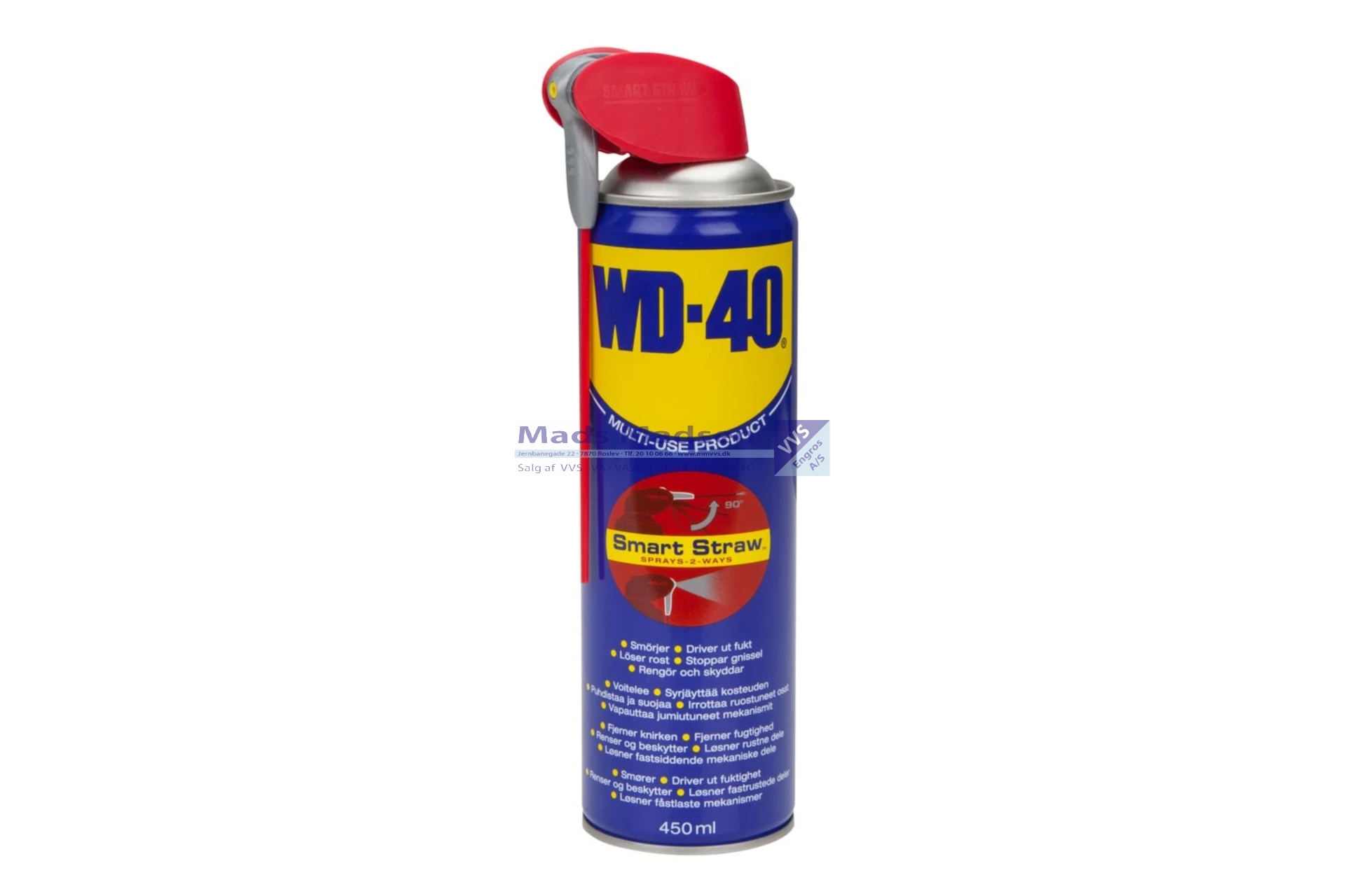 WD-40 spray smart straw 450ml . - UN 1950 - Farekl. 2 - RØD