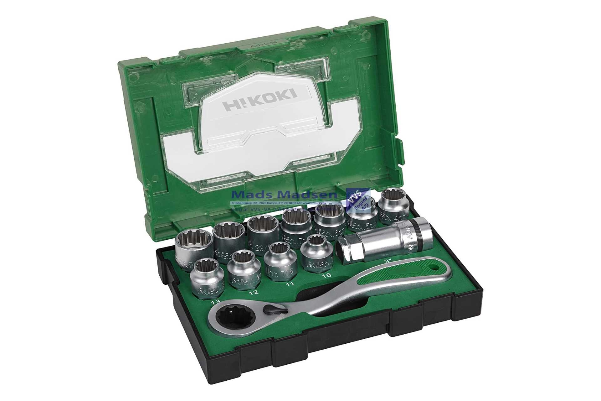 Hitachi / Hikoki Topnøglesæt 1/2" m/ 13 dele 10-21mm Gennemstik  80093
