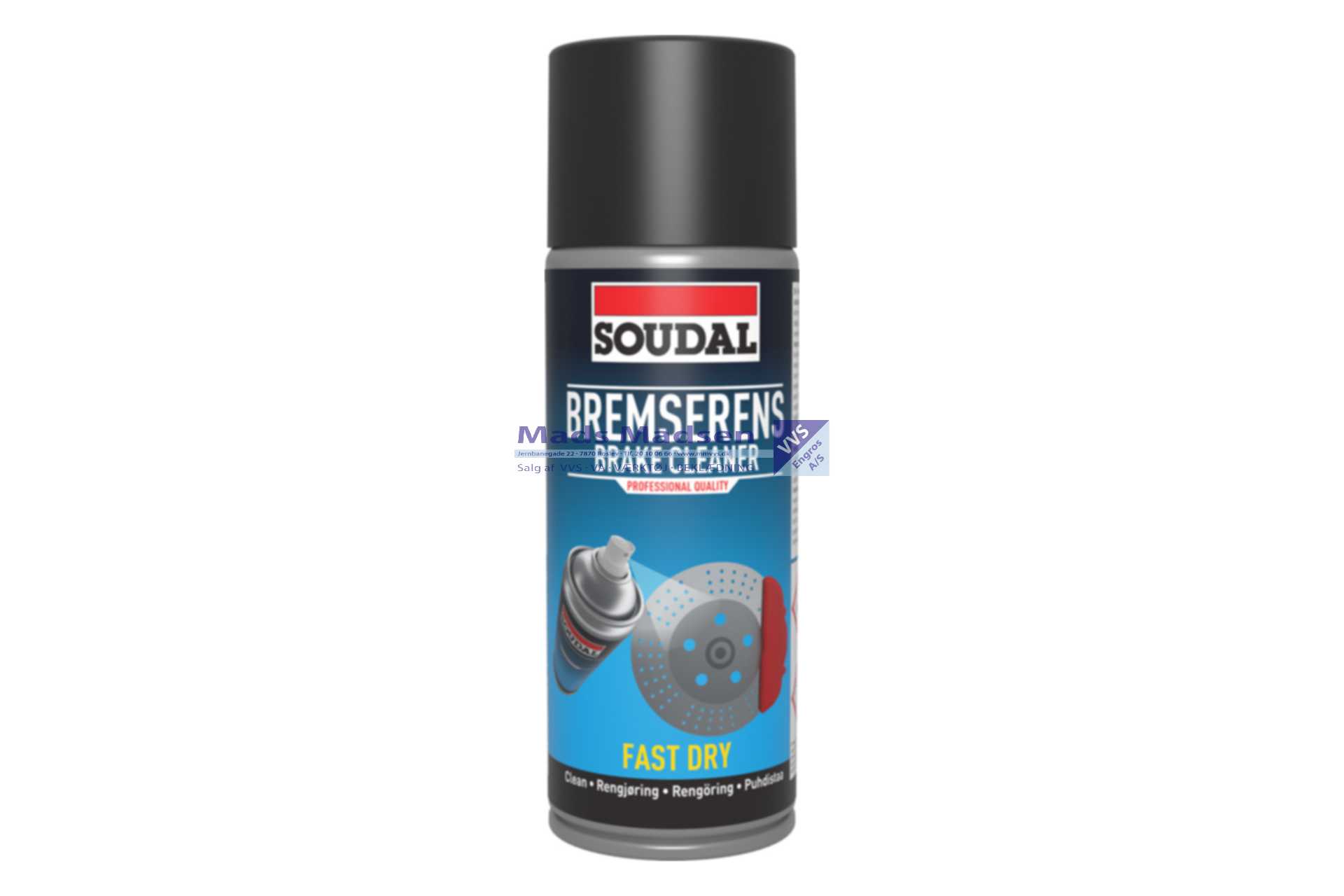 Soudal Brake Cleaner Bremserens Spray á 400 ml 6stk/krt UN 1933 - Farekl. 3 - RØD