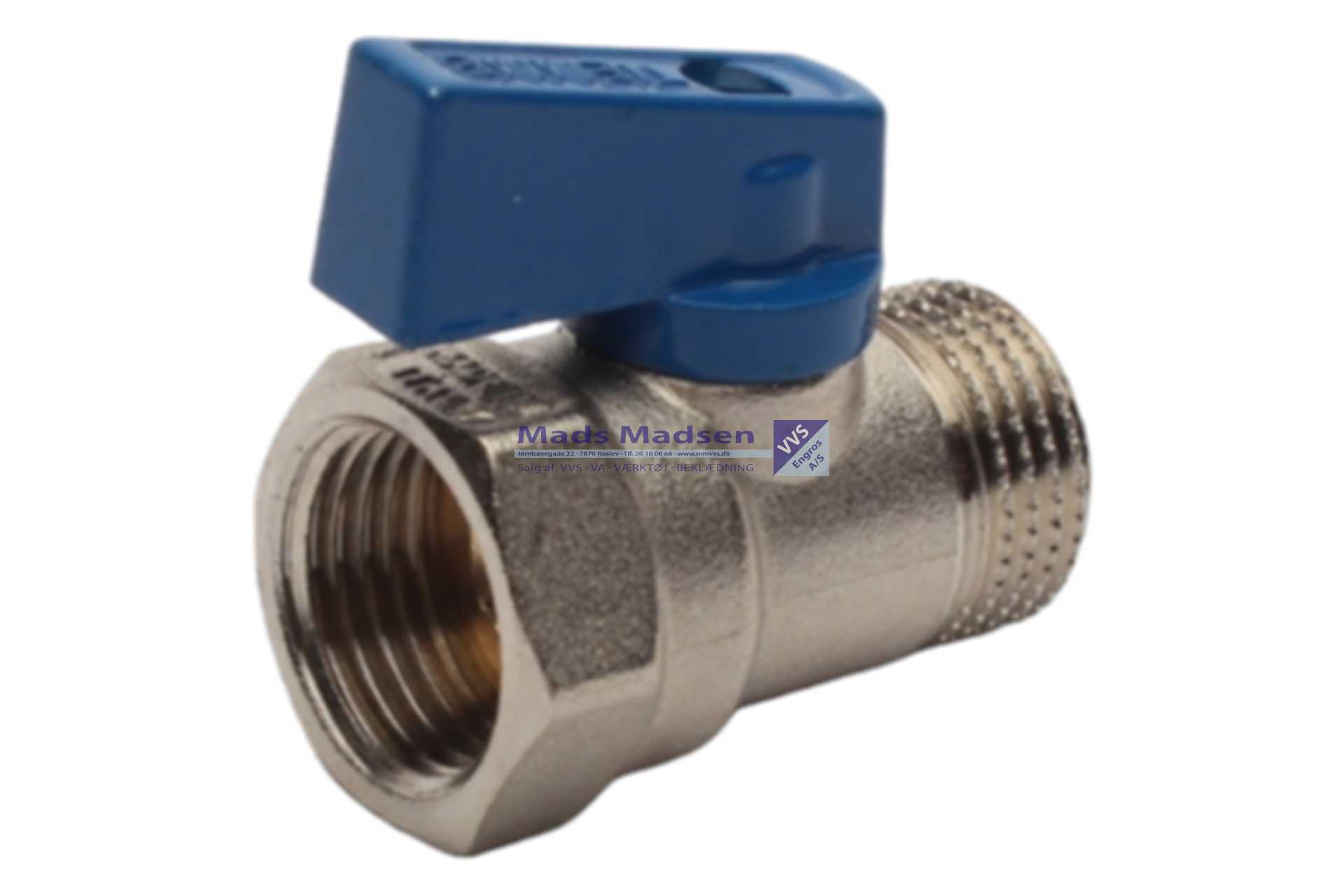 1/2" Tiemme Minikuglehane m/n BLÅ aluminium hd-tag 25 stk/krt.