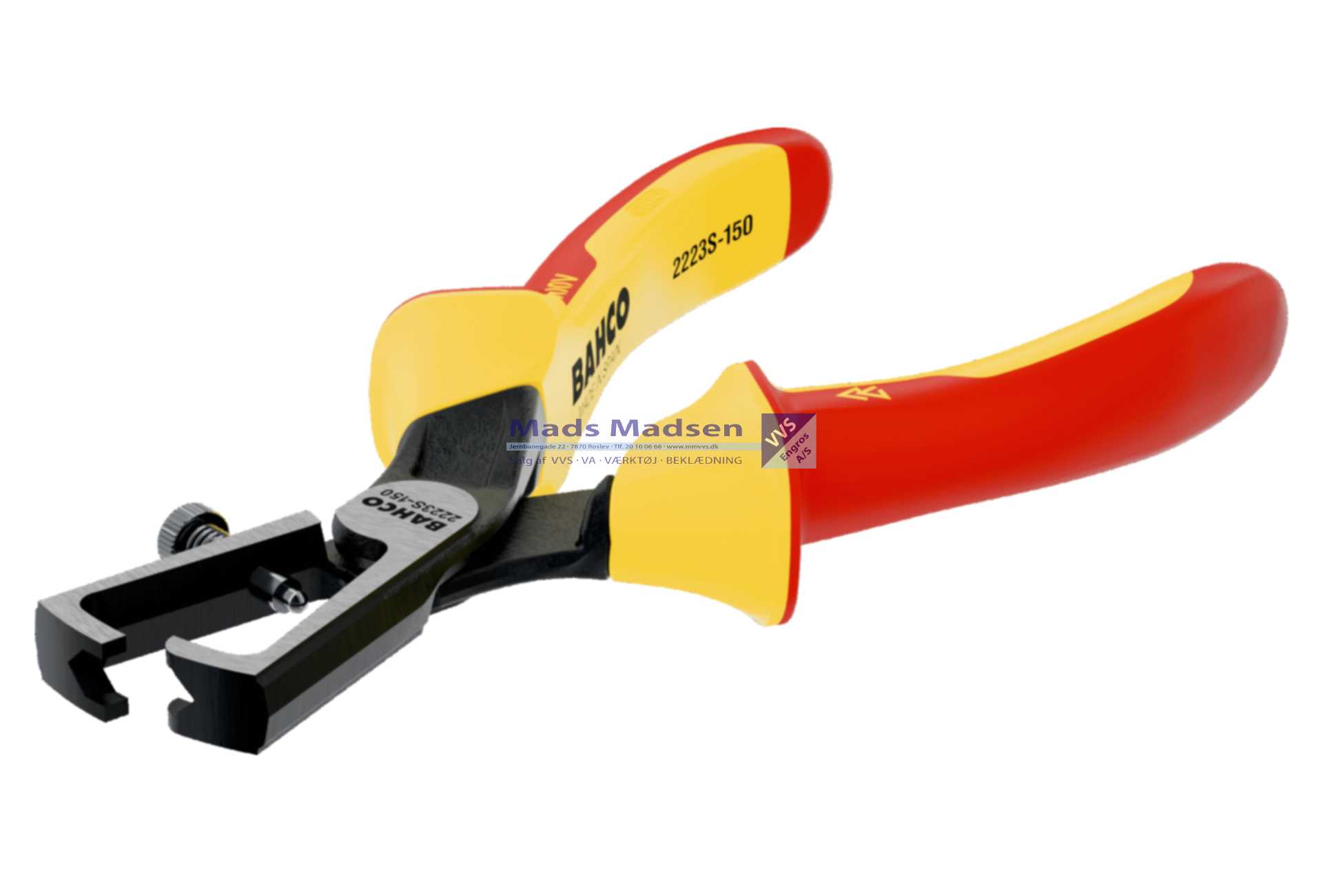Afisoleringstang 1000V Lige Bahco Ergo 2223S-150mm *NETTOPRIS*