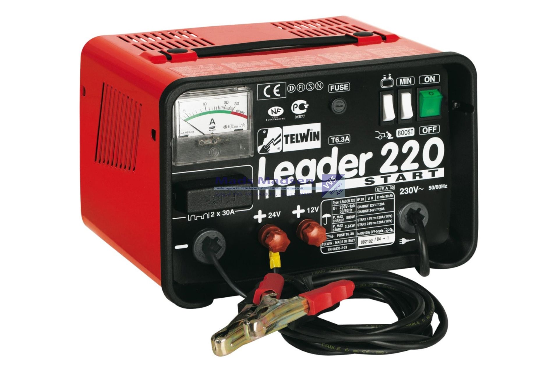 Telwin Leader 220 Batterilader og starthjælp 12/24V 400A