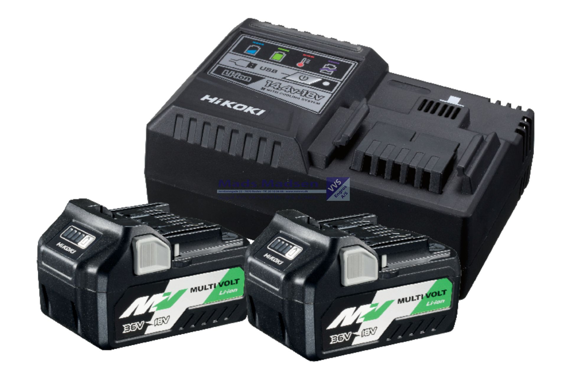 Hitachi / Hikoki Batteripakke BSL36A18 36V/2,5Ah-18V/5,0Ah MULTIVOLT  x 2 Batterier + Lader