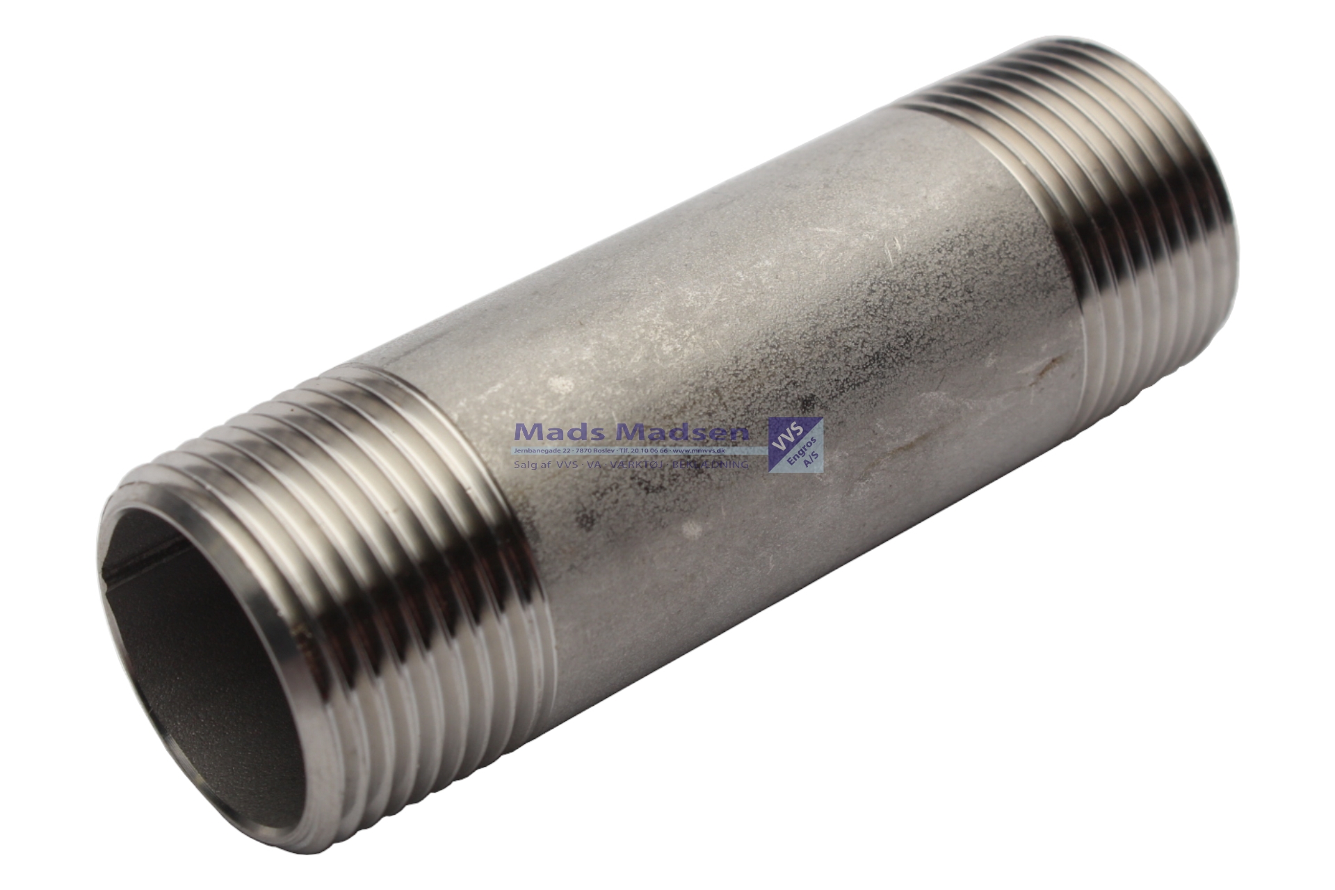 1/2" x 80mm rustfri/syrefast nippelrør 316L