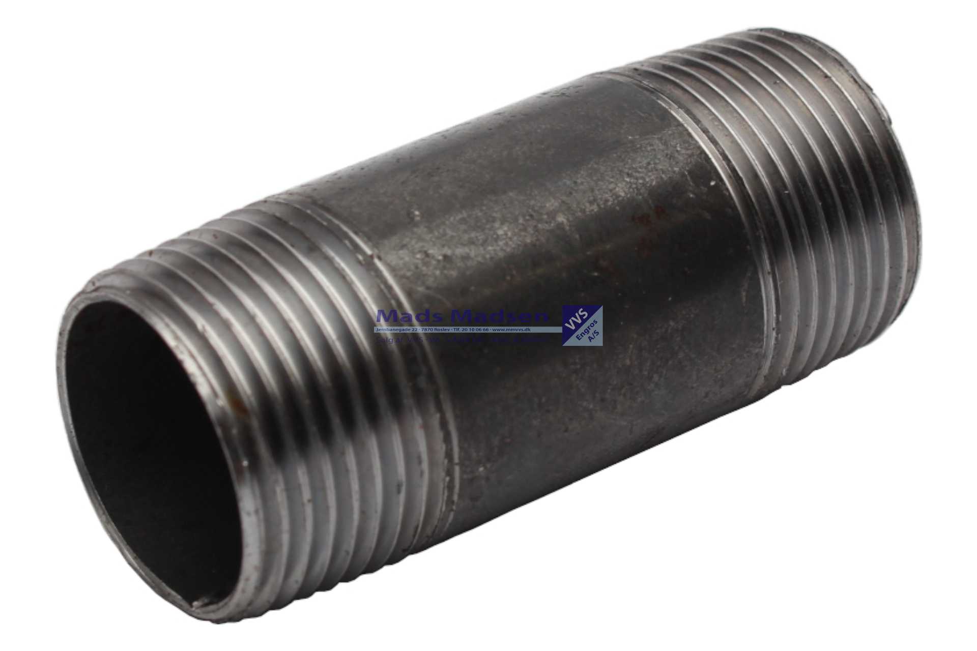 1 1/2" x 60mm sort nippelrør