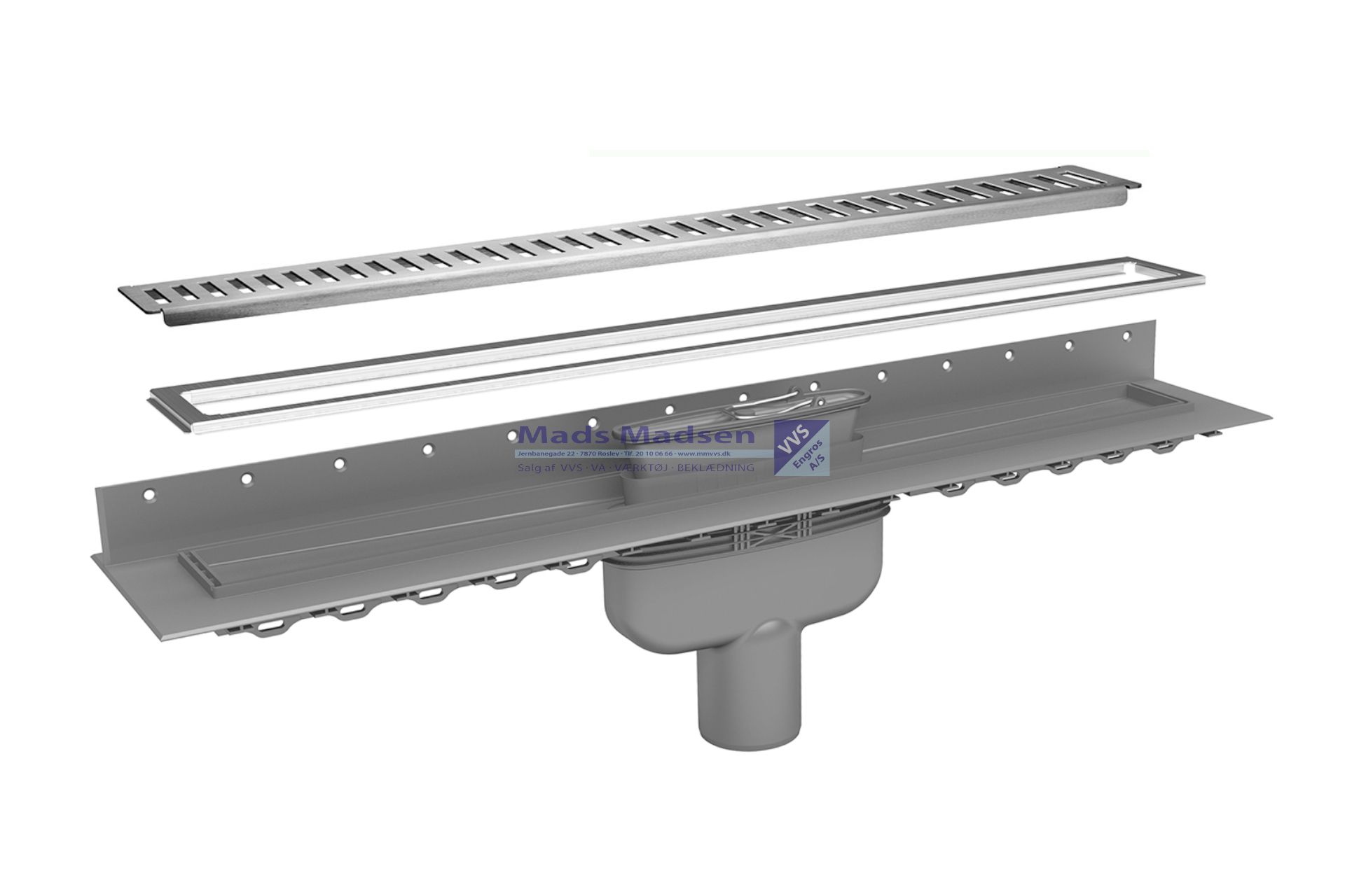 Purus Line sampak 1000mm Ø75mm lodret udløb m/rist, ramme og vandlås