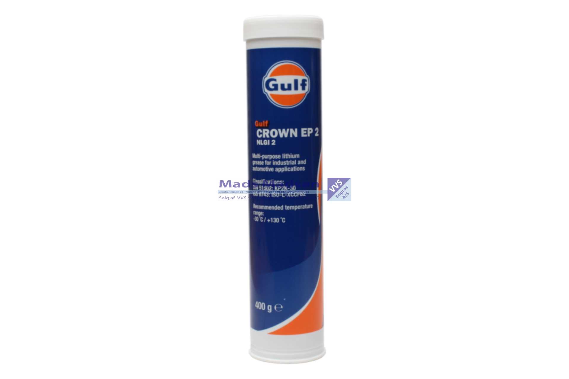 GULF Crown EP 2 Universalfedt 400 ML - Højtryksfedt på Lithium sæbe base. (Auto) (incl. afgift) *NETTOPRIS*