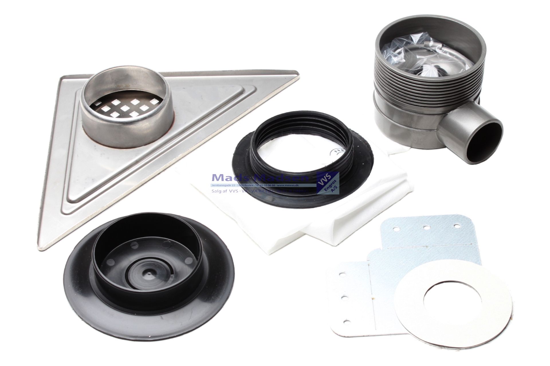 Aqua plus hjørne afløbsskål t/fliser VL Ø50mm Aqua+WDE-MSI (S)