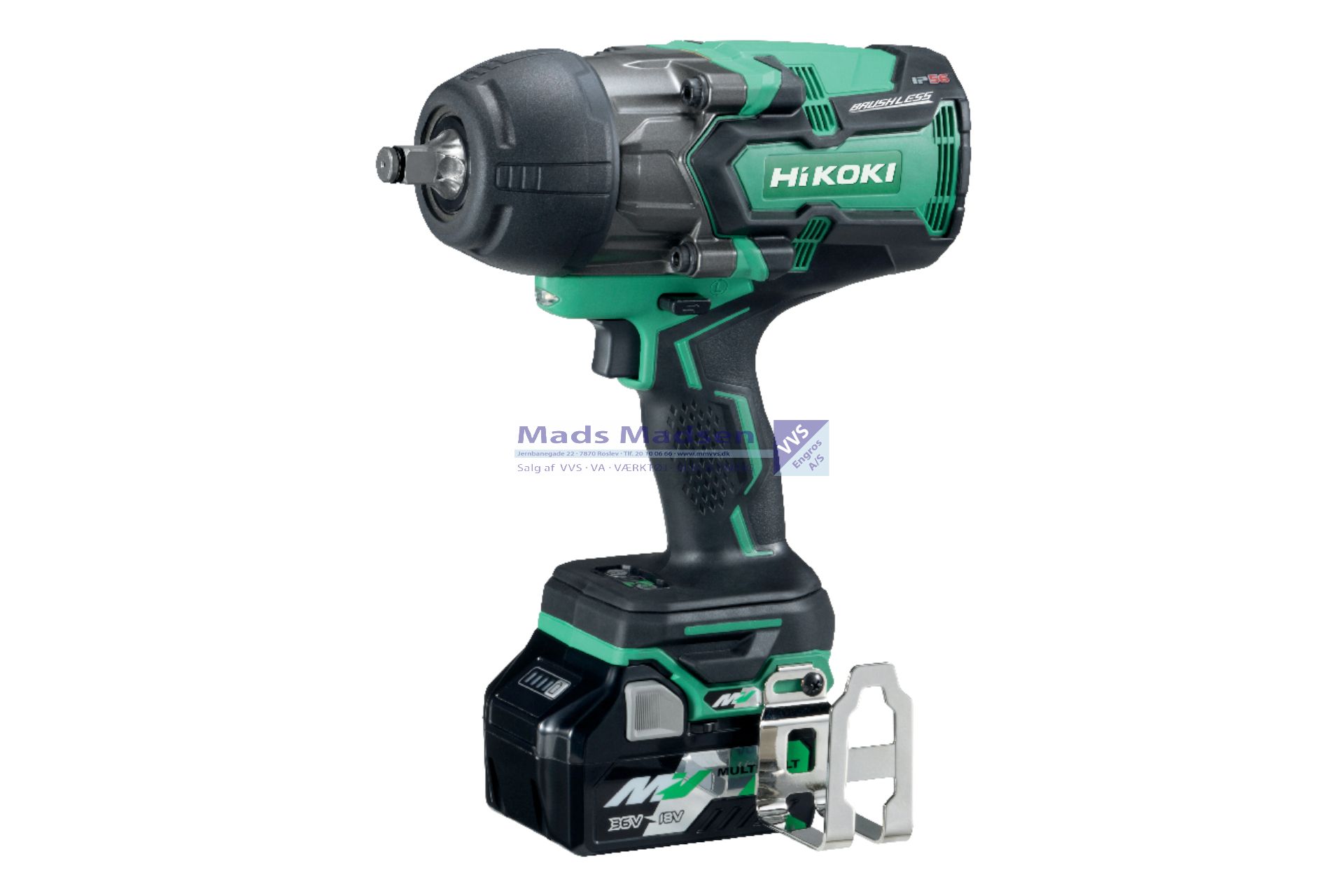 Hitachi / Hikoki Slagnøgle 1/2" WR36DB 36V/2,5Ah MULTIVOLT 1050Nm kulfri *NETTOPRIS*