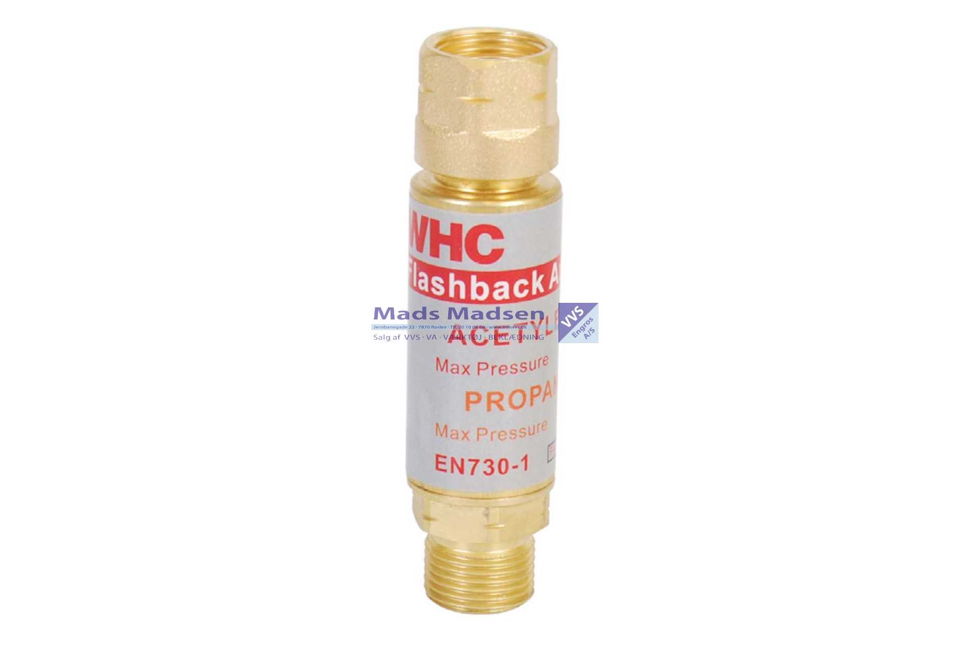 3/8"L x 3/8"L Tilbageslagssikring ACETYLEN