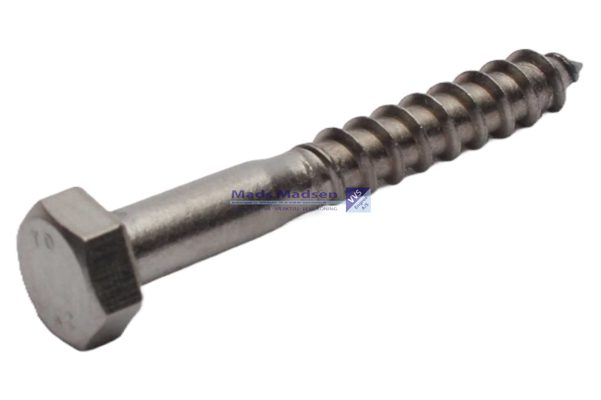 8 x 80 Fransk Skrue DIN 571 A2 100 stk/pk