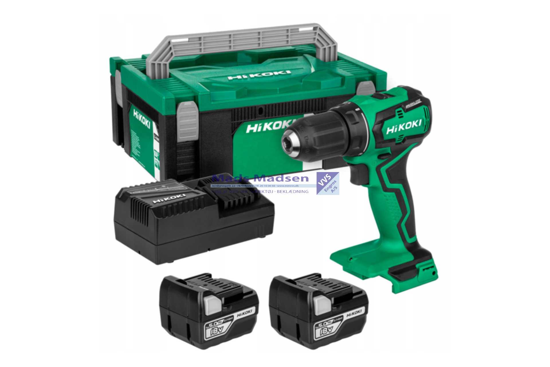 Hitachi / Hikoki Boreskruemaskine DS18DD 18V Incl. 2x 5 amp. + lade *NETTOPRIS*