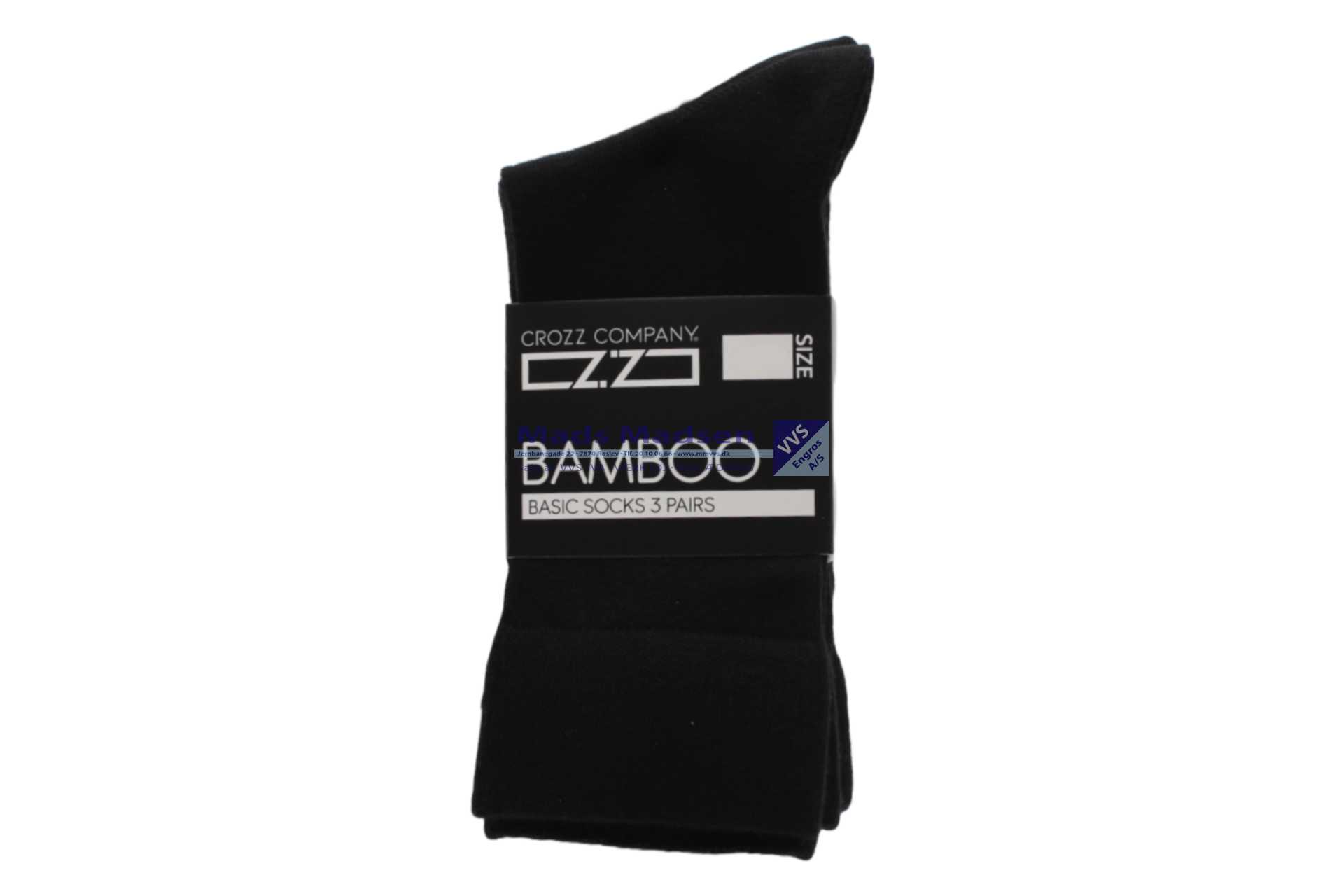 Crozz Bamboo strømper 3 pk. sort dess. 1105 *NETTOPRIS* TEST TEST