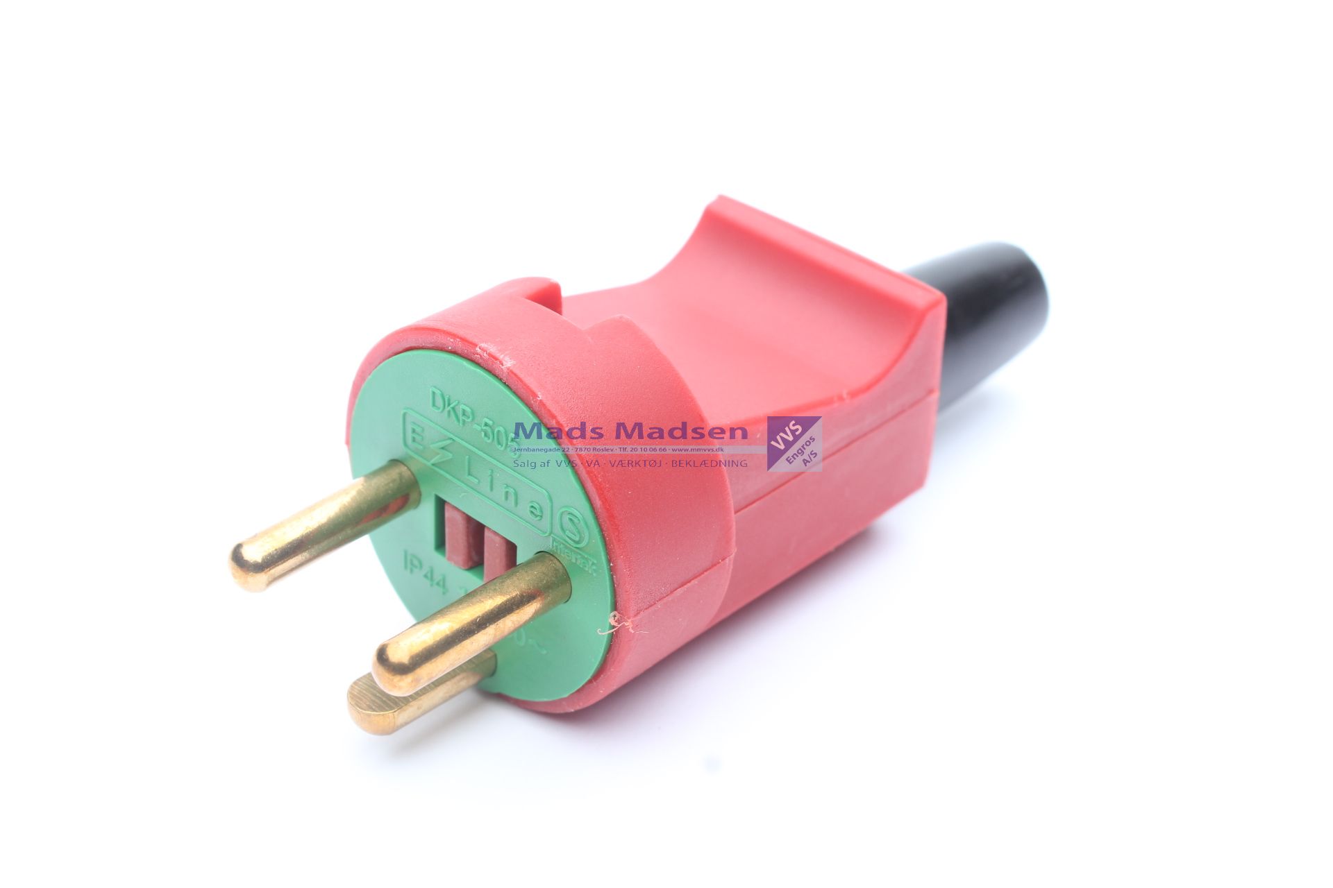 Stikprop 230V Slagfast Rund RØD/GRØN m/ jord