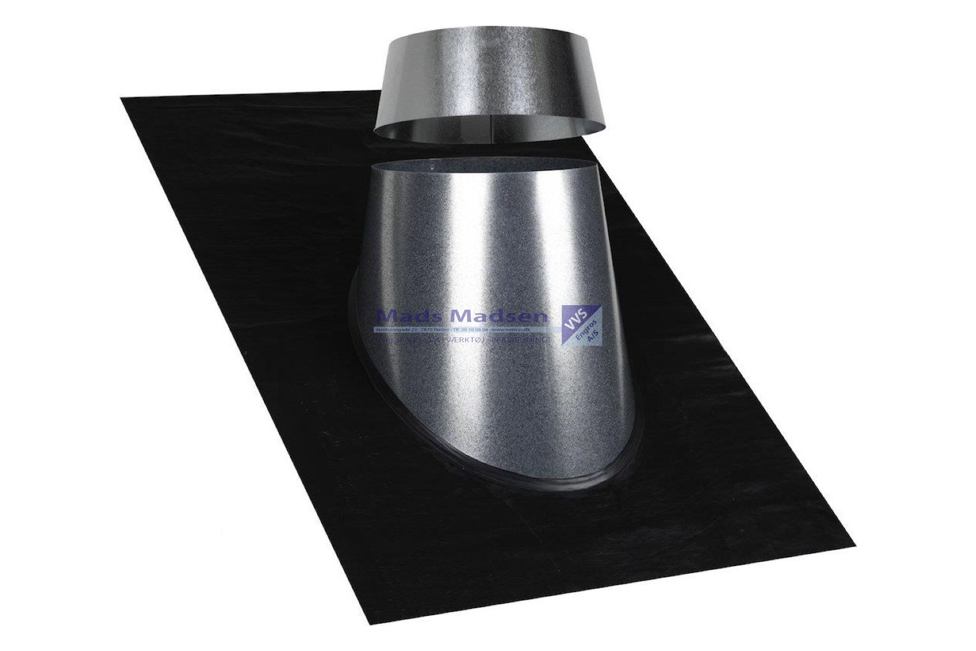 180mm Tagind. 31-45 blyfri SORT m/blank kegle f/Ø130mm skorsten