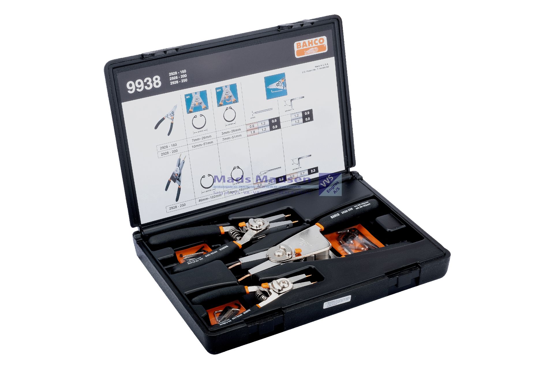 Låseringstangsæt Bahco 9938 Vendbar 8-100mm *NETTOPRIS*