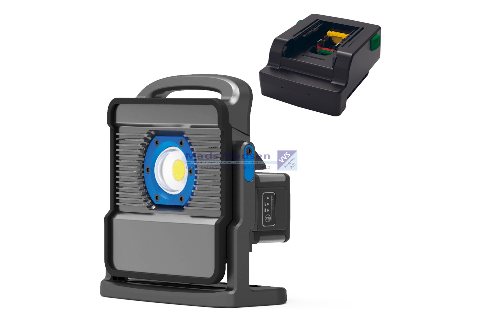 Blue Electric + Line Hybrid Arbejdslampe 21119 40W/5000 Lumen Incl. Batteriadapter t/ Dewalt, Milwaukee & Metabo