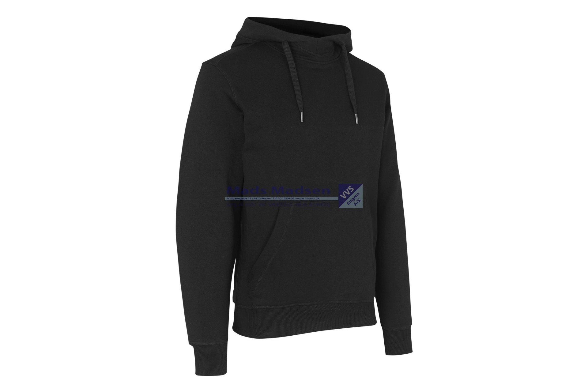 ID Profil Hættesweatshirt u/lynlås 0636 Sort Str. 3XL *NETTOPRIS*