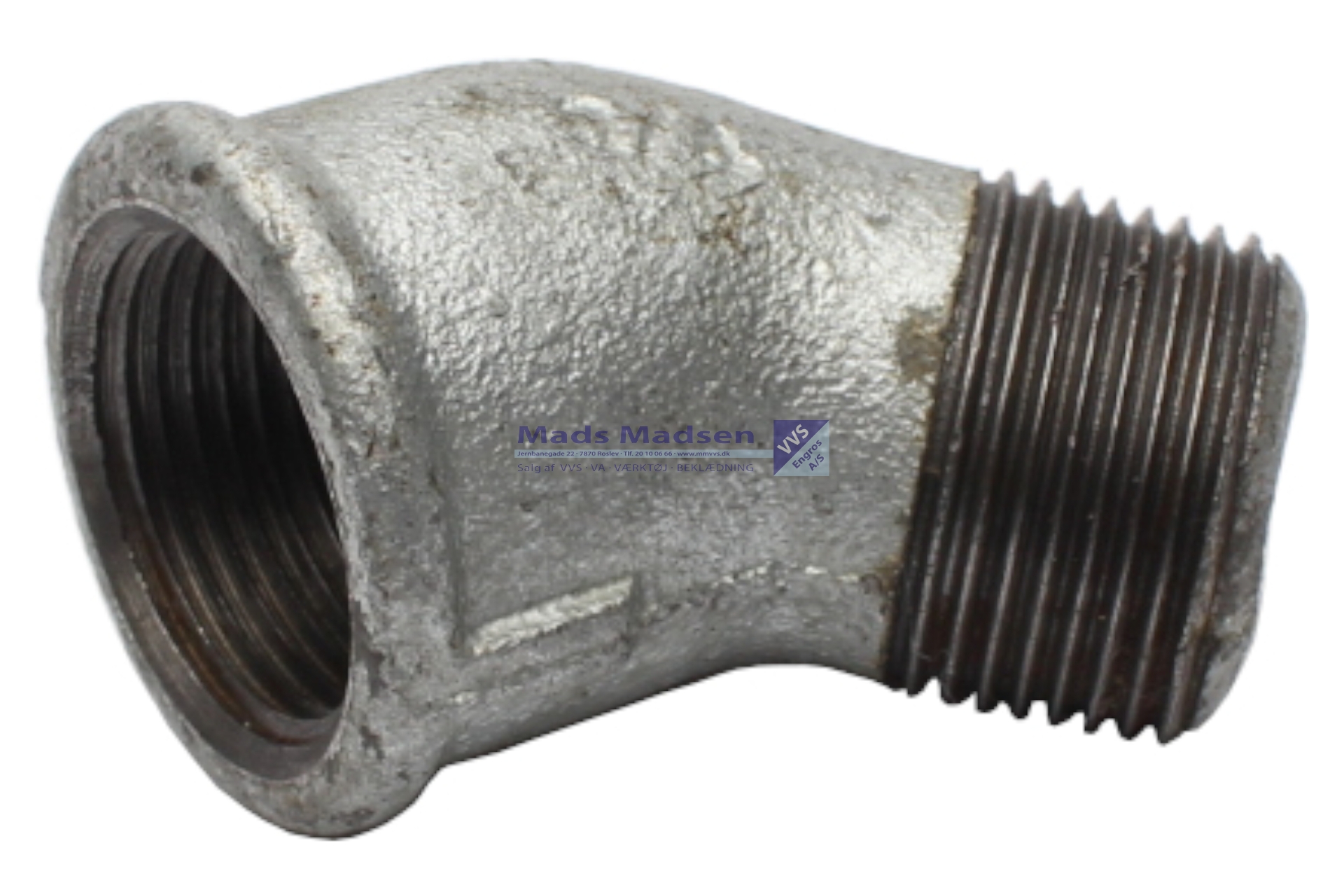 2" galv. vinkel 45gr m/n