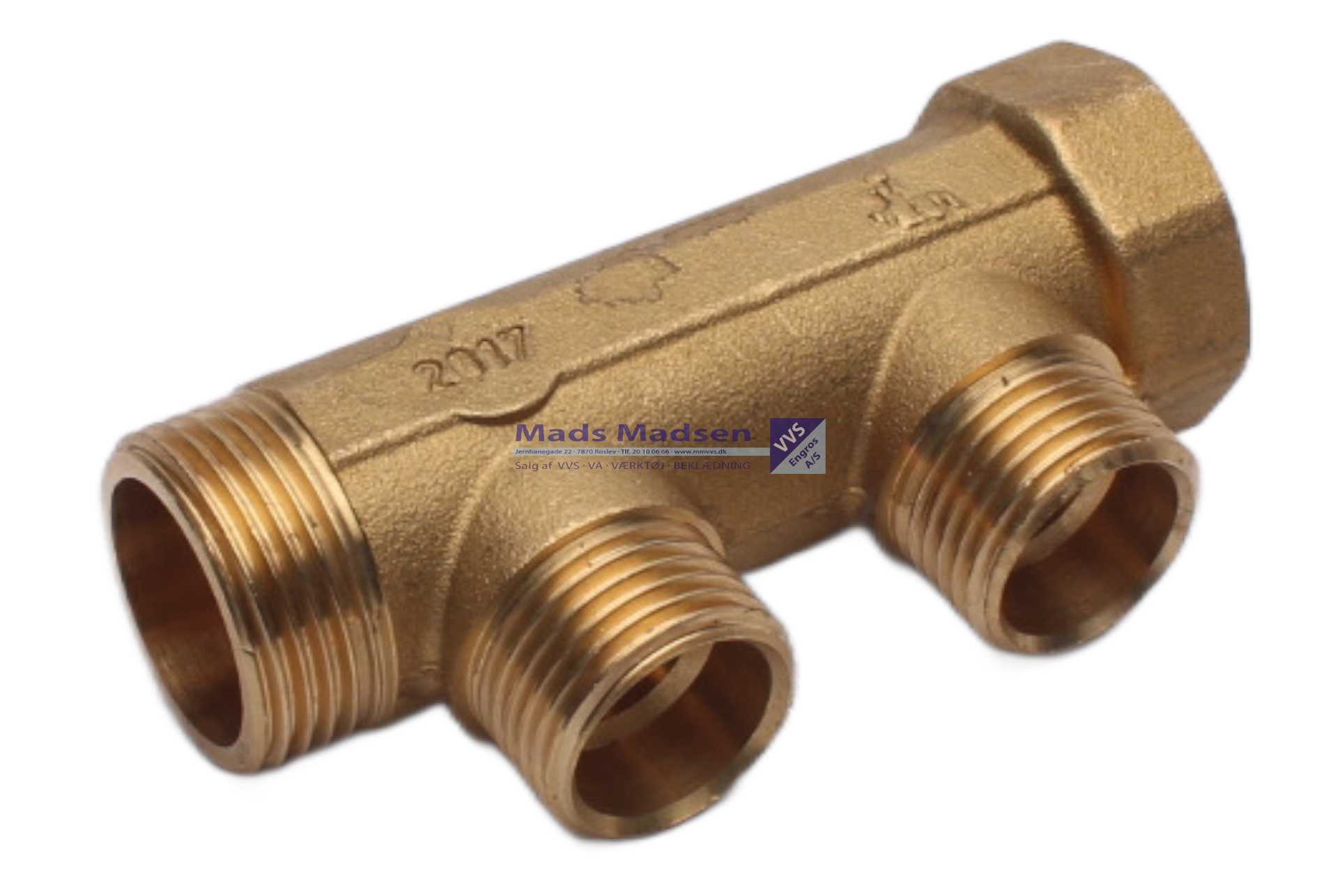 3/4" x 1/2" fordelerrør 2 afg eksl.omløbersæt