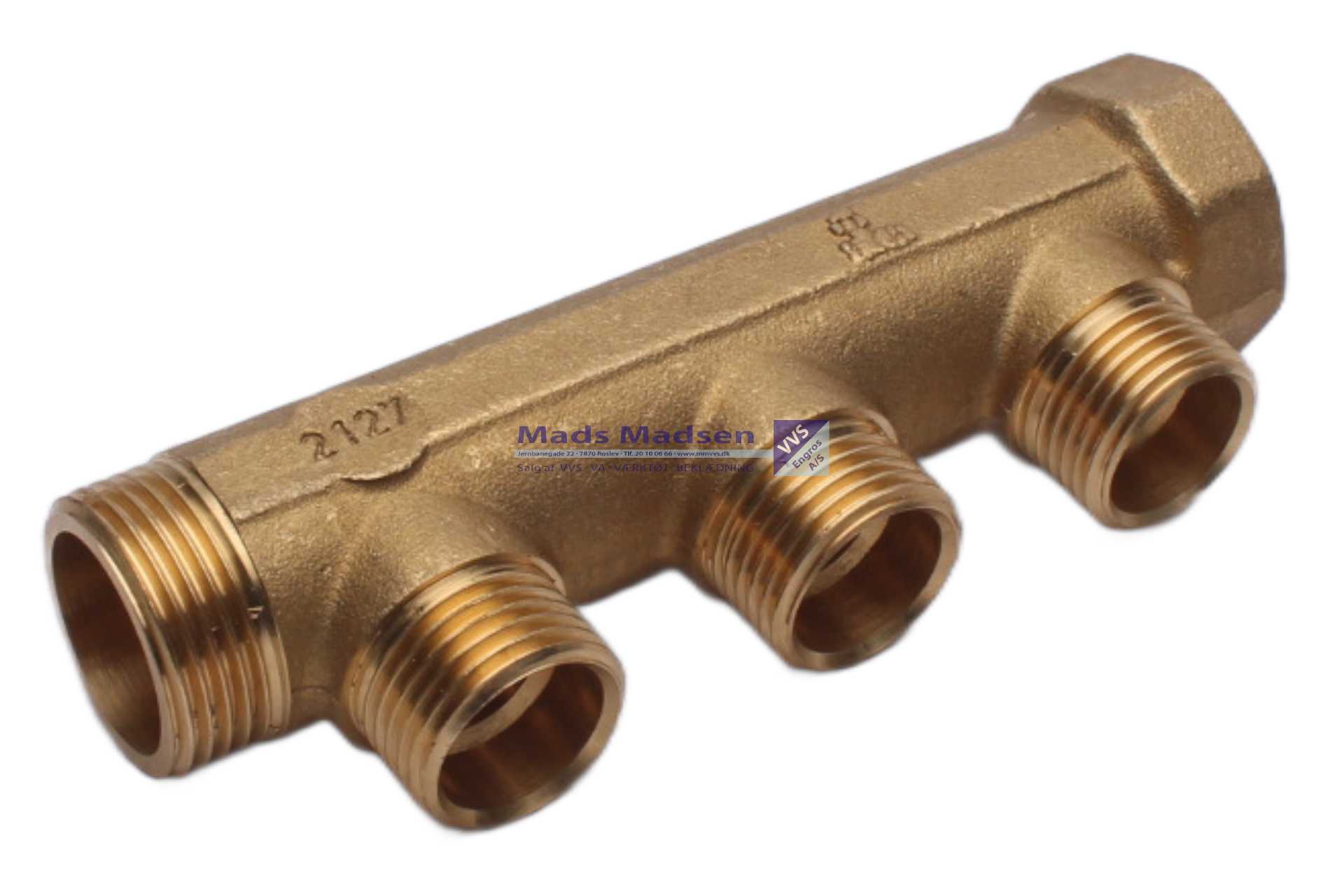 3/4" x 1/2" fordelerrør 3 afg eksl.omløbersæt