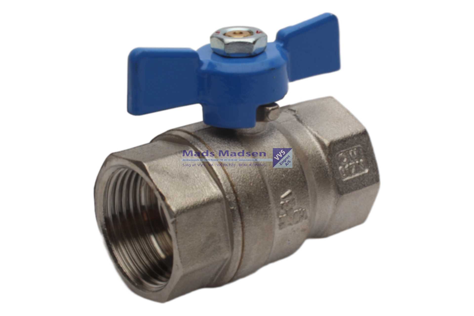 3/4" kuglehane M-M T-greb BLÅ