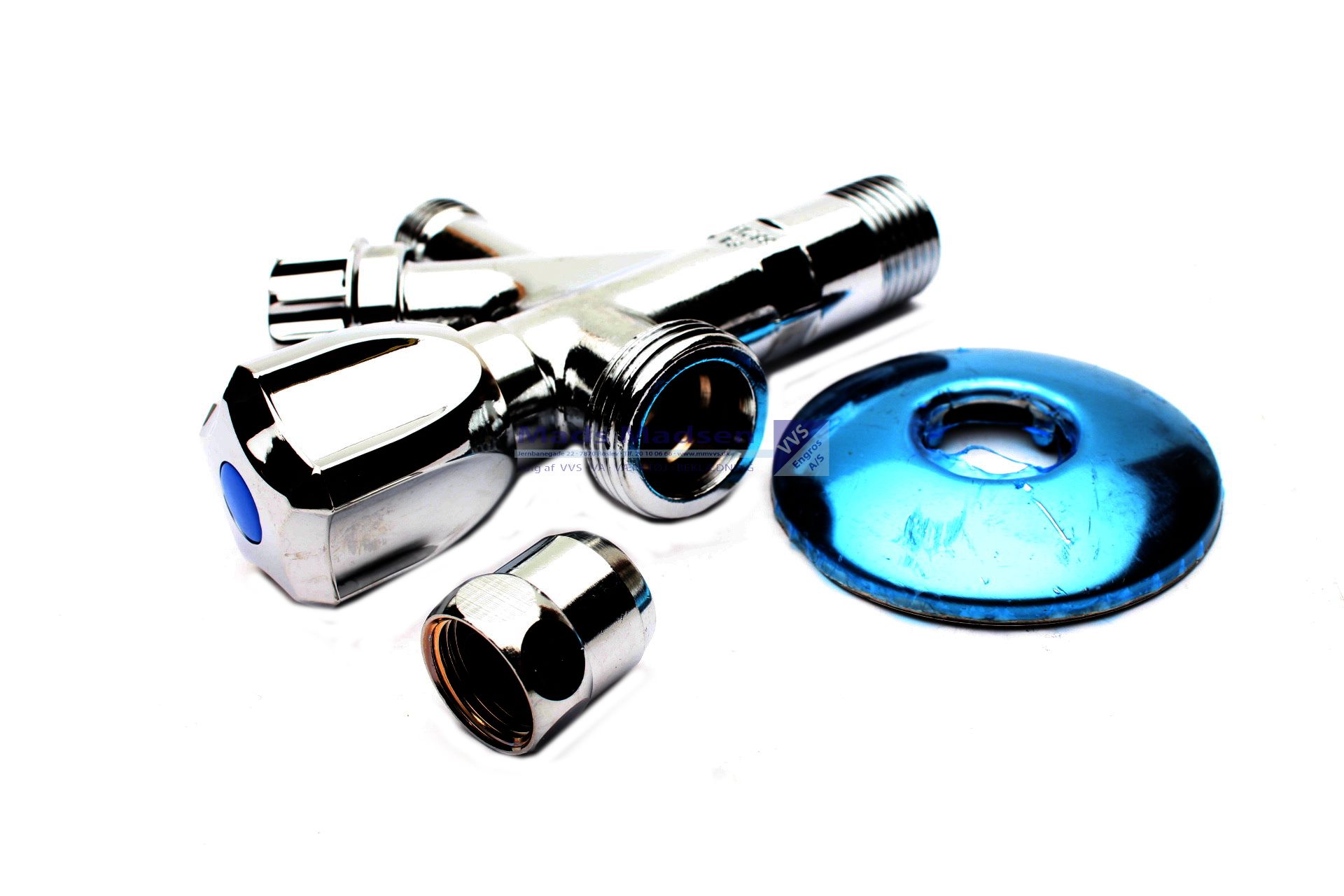 3/4 x 1/2" x 10mm universalventil m/56mm roset *JUBILÆUMSTILBUD*