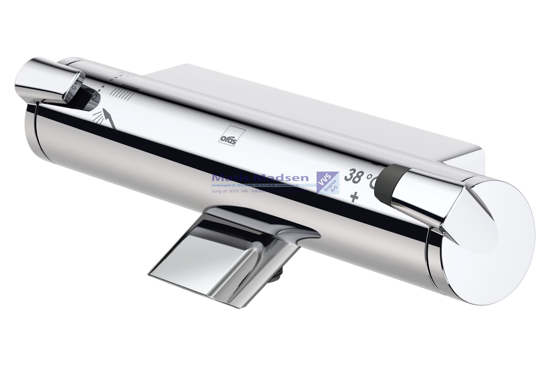 Oras Optima krom kar- og brusetermostat med 1/2" studs fremspring 93mm 7140 (S)