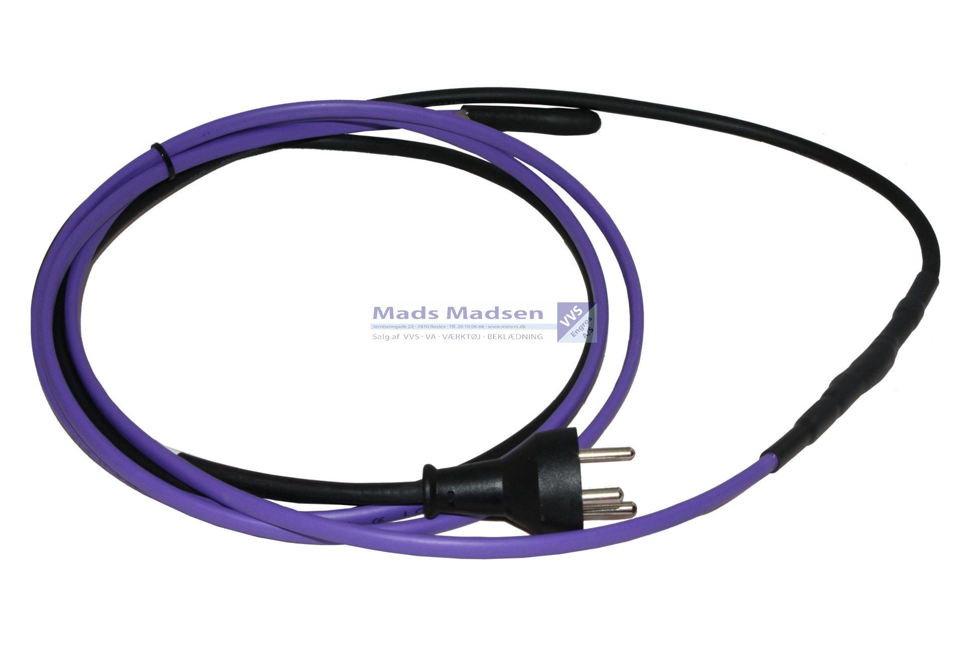 PipeHeat selvbegrænsende varmekabel 4 mtr 44 W med 1,5 mtr. tilledning og stikprop INDV/UDV